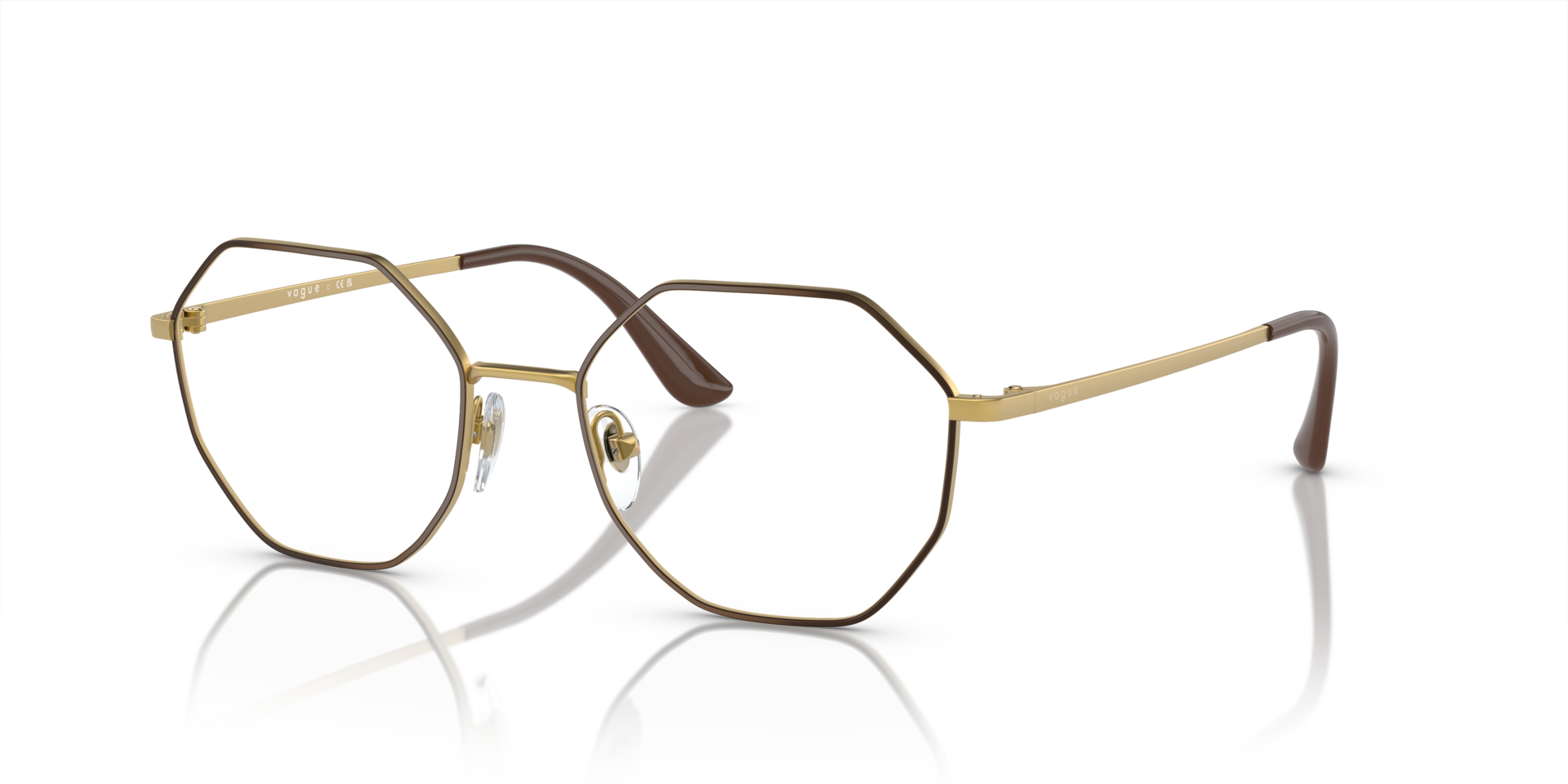VO4094 Top Brown & Pale Gold MetaalEyeglass Frames van B24, Hoekweergave
