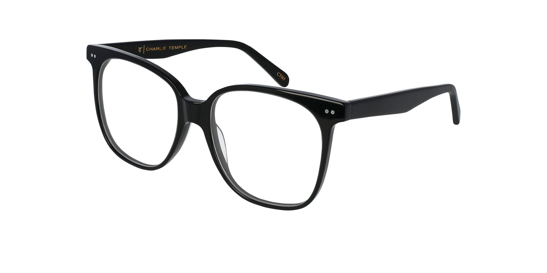 Big Mama Jet Black AcetaatEyeglass Frames van B24, Hoekweergave