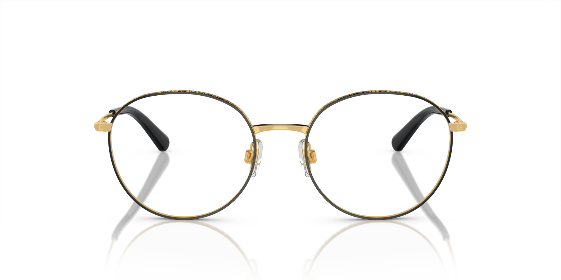 DG1322 Goud & Zwart MetaalEyeglass Frames van B24, Vooraanzicht