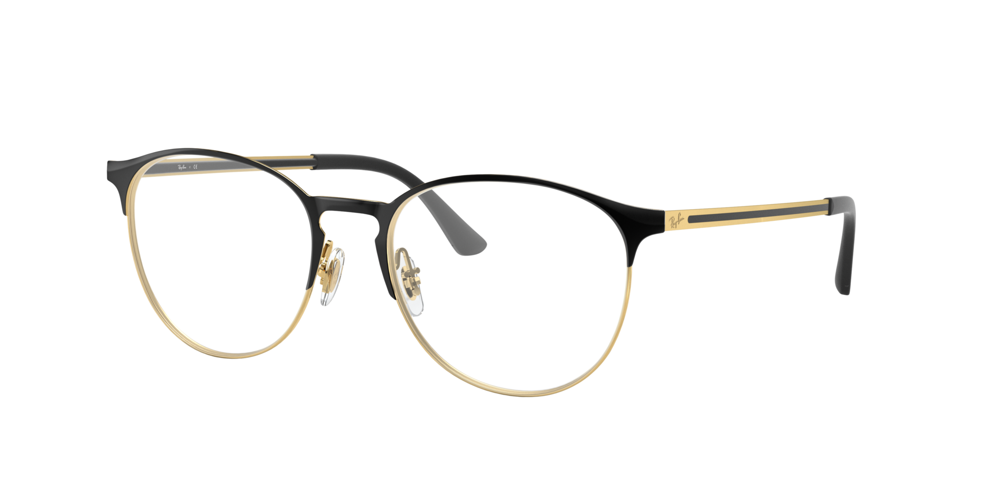 RB6375 Schwarz auf Gold MetallEyeglass Frames von B24, Dreiviertelansicht