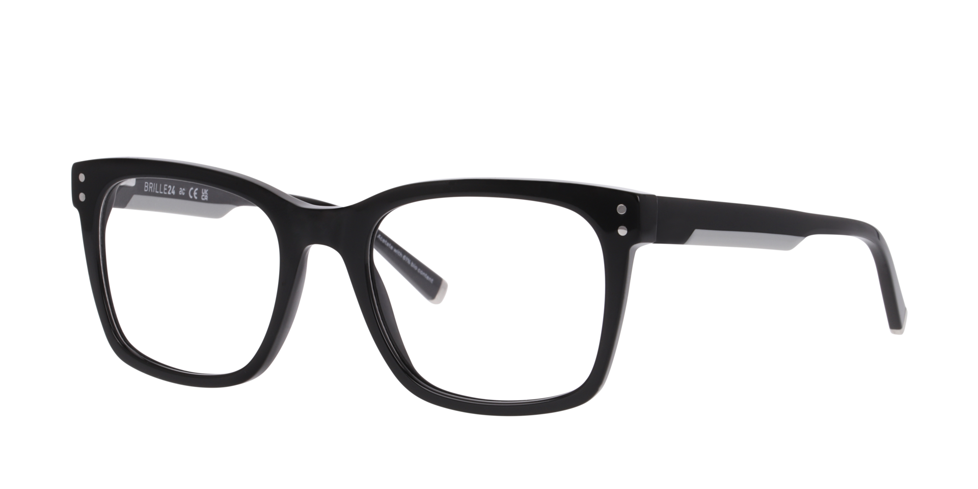 Newcastle Zwart AcetaatEyeglass Frames van B24, Hoekweergave