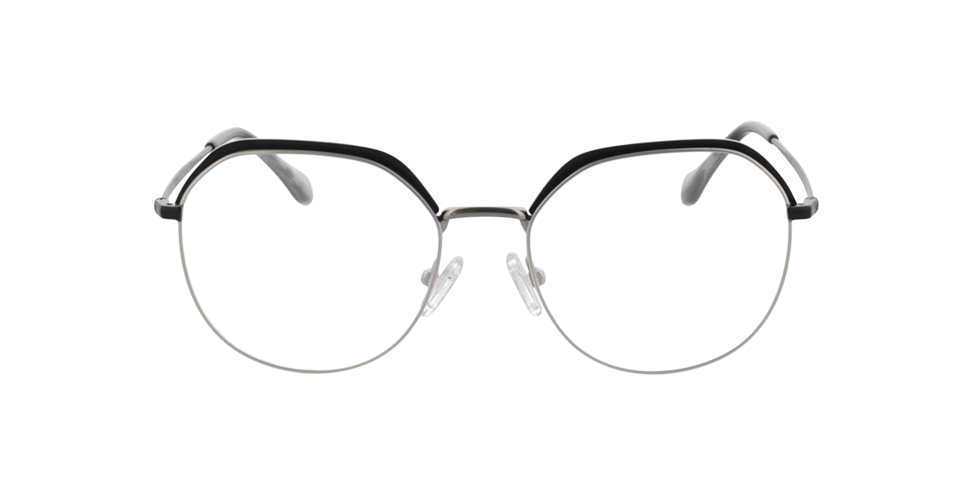 Ibiza Matt Silver  &  Black MetallEyeglass Frames von B24, Vorderansicht