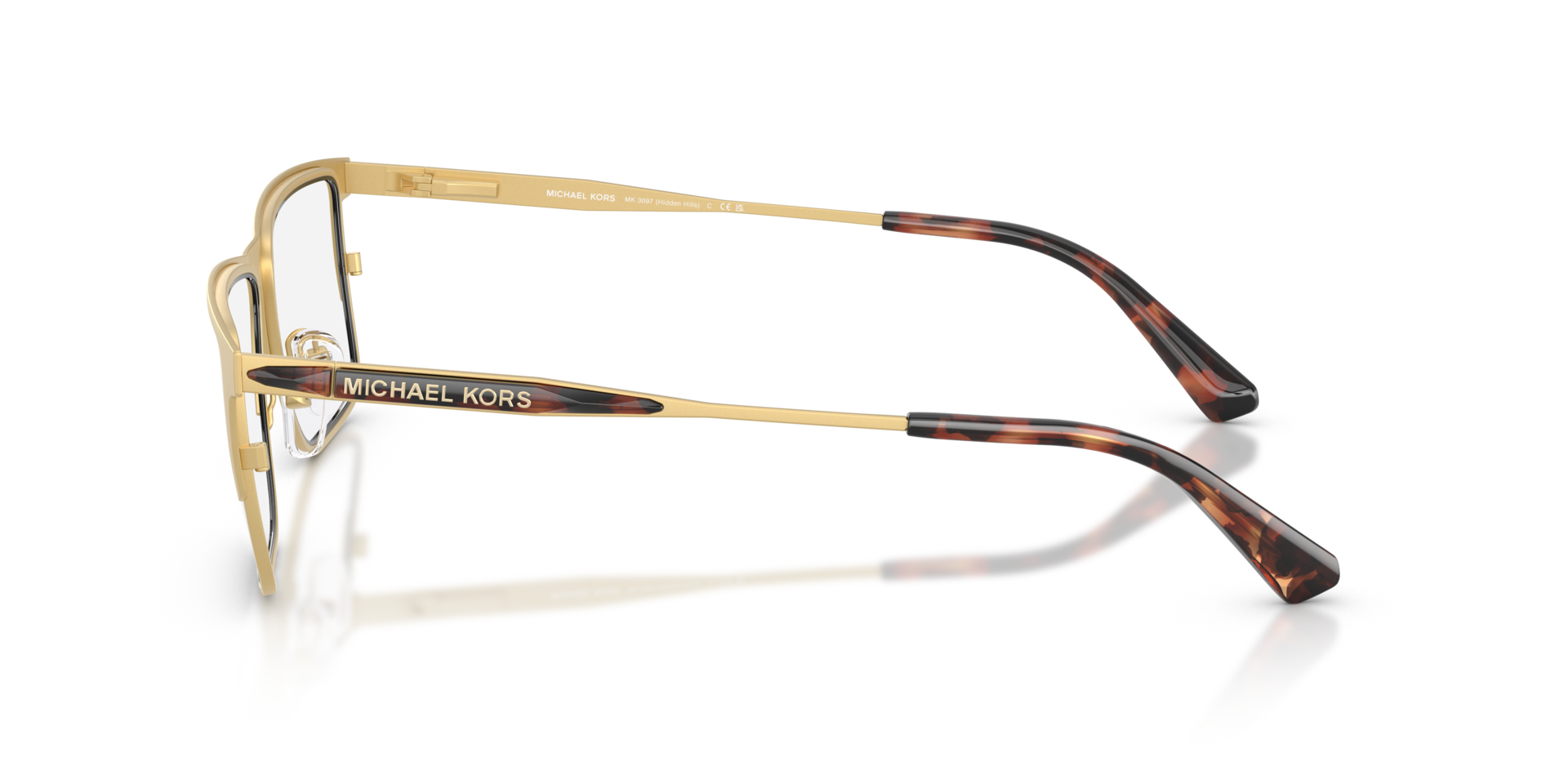 MK3097 Yellow Gold MetaalEyeglass Frames van B24, Zijaanzicht