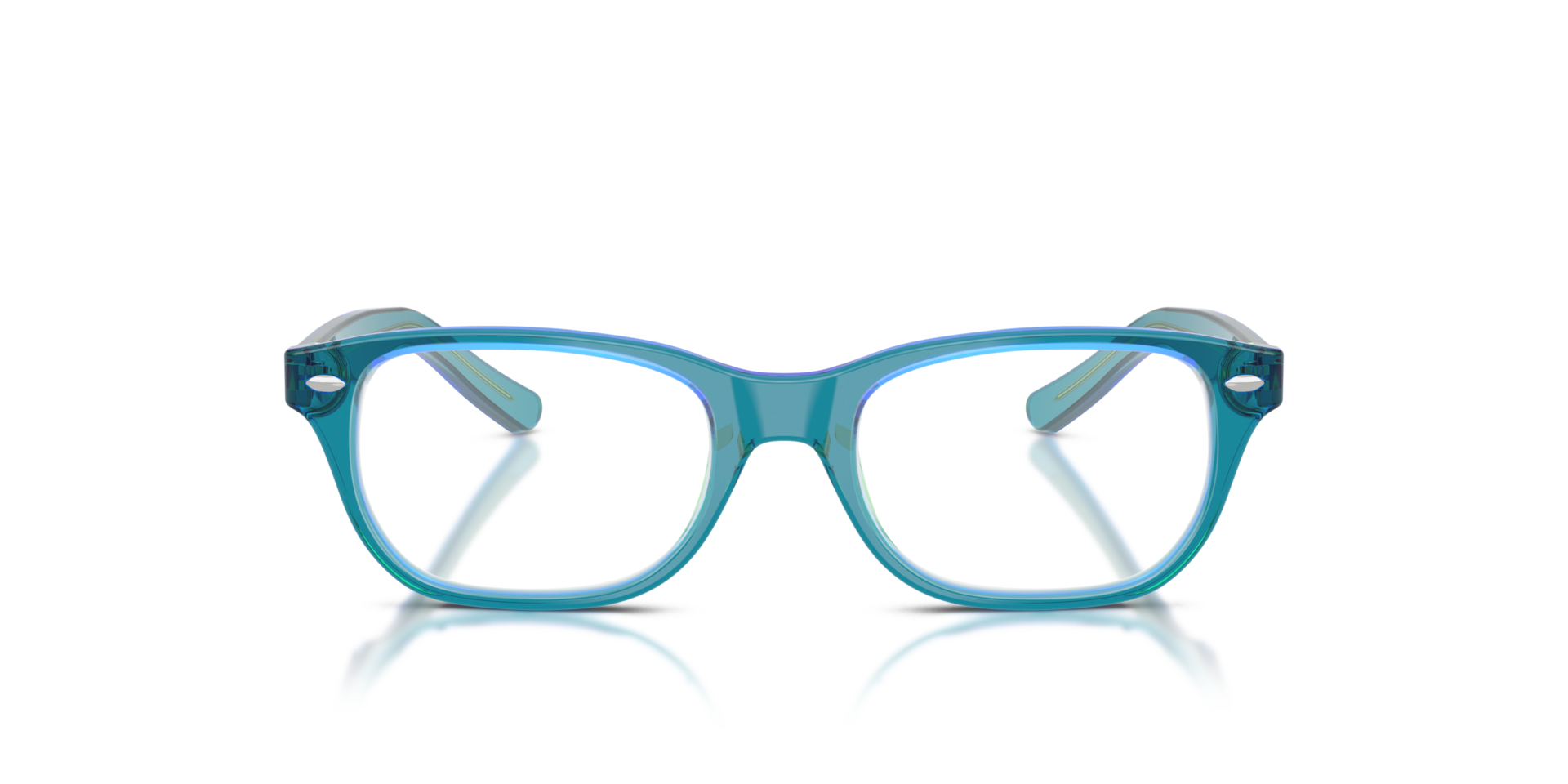 RB1555 Transparent Blue & Green AcetatEyeglass Frames von B24, Vorderansicht