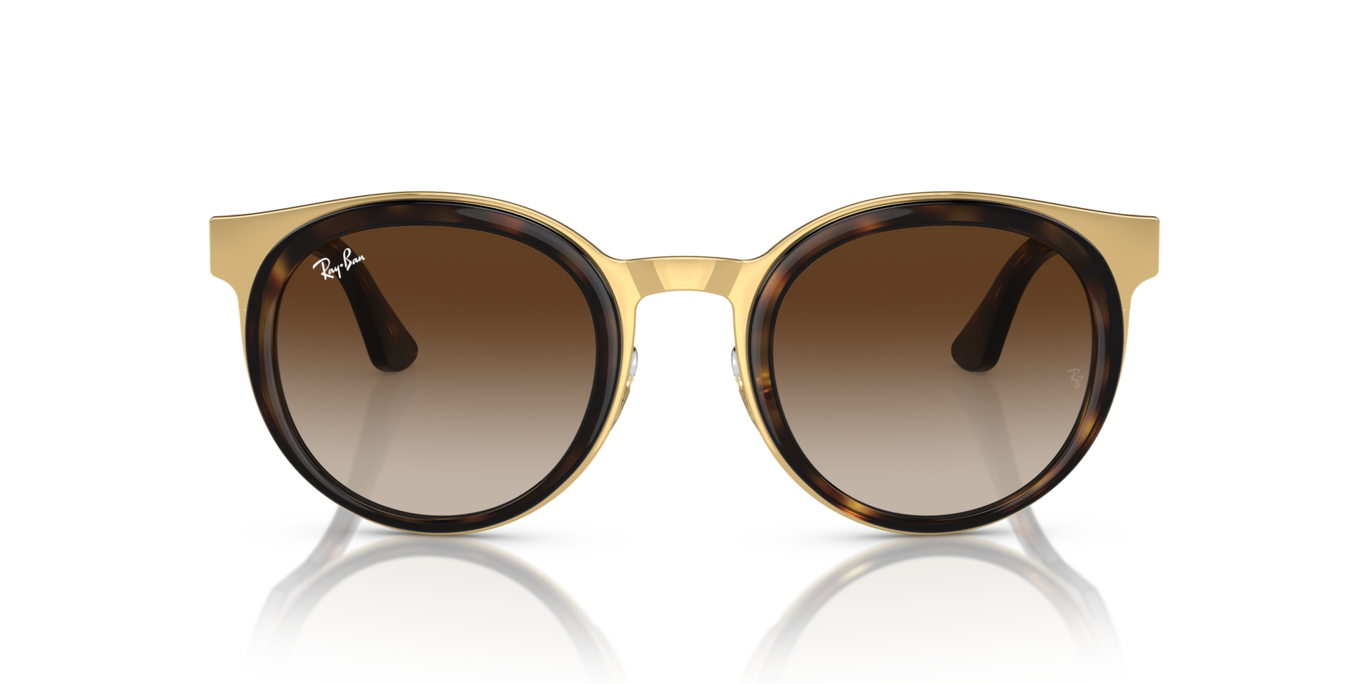 RB3710 Havana auf Gold MetallSunglass Frames von B24, Vorderansicht