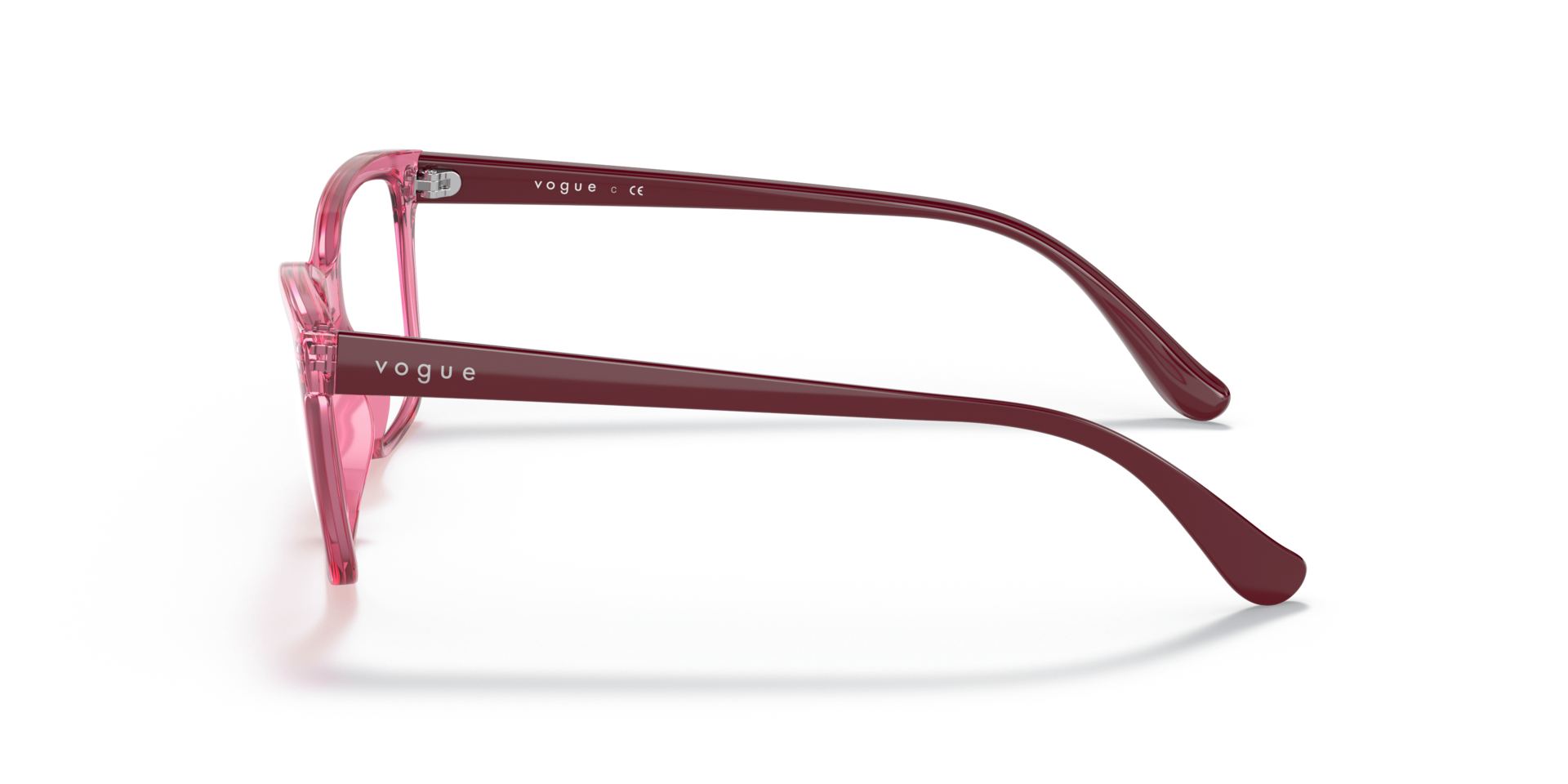 VO5420 Transparant kersenrood KunststofEyeglass Frames van B24, Zijaanzicht