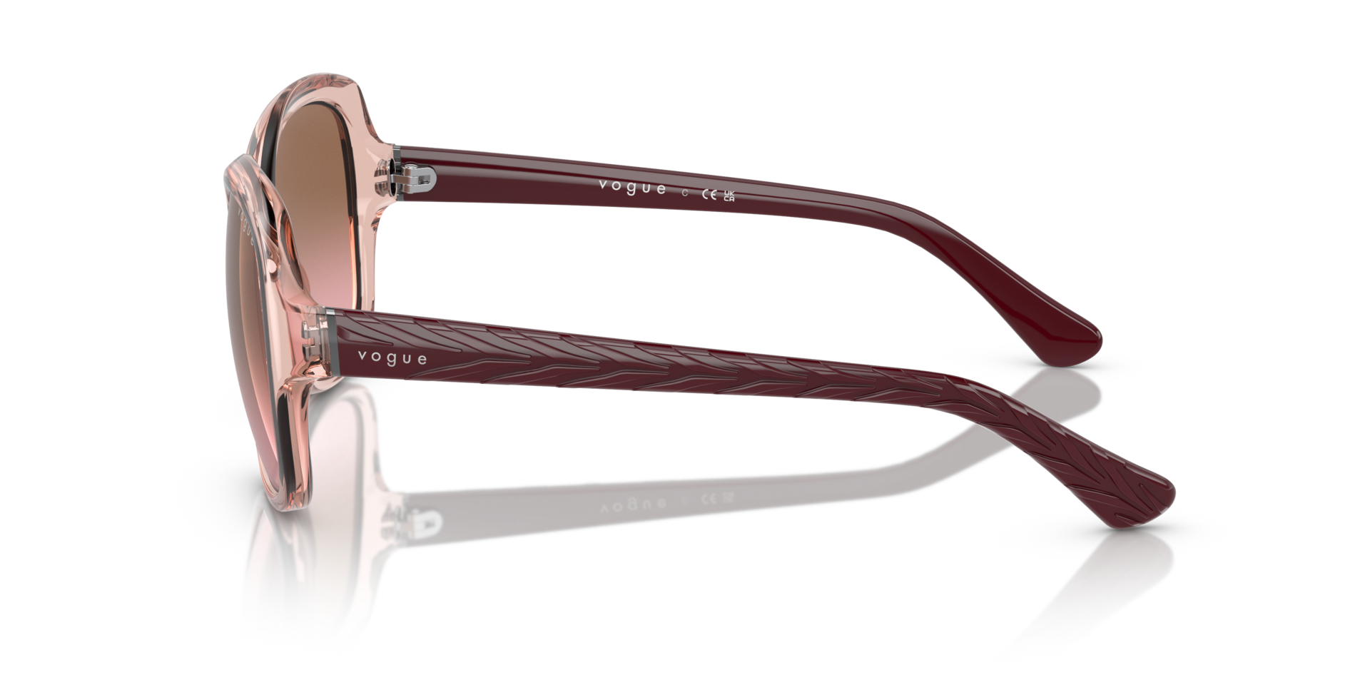 VO2871S Transparant Roze KunststofSunglass Frames van B24, Zijaanzicht