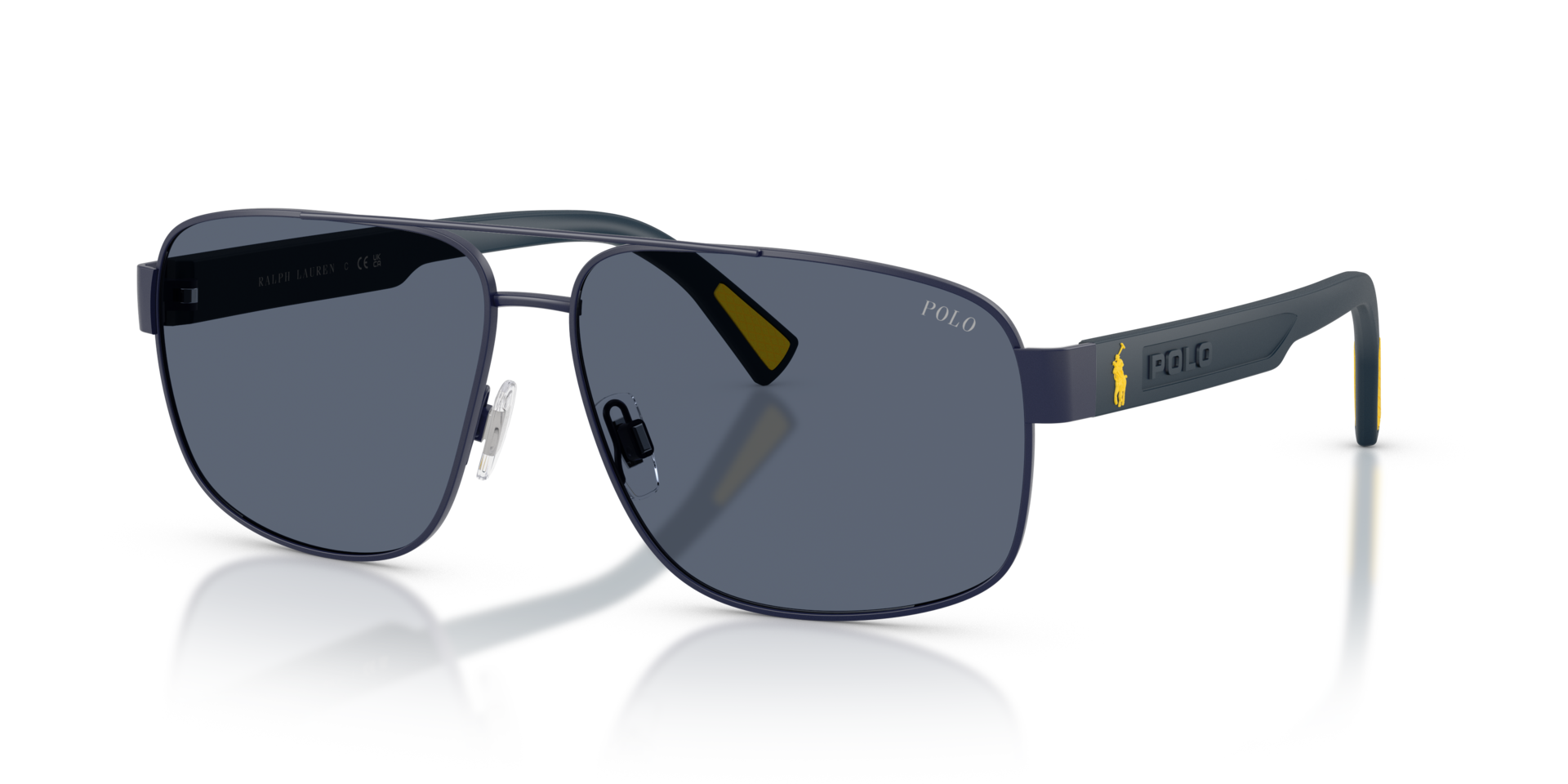 PH3165 Semishiny Navy Blue MetallSunglass Frames von B24, Dreiviertelansicht