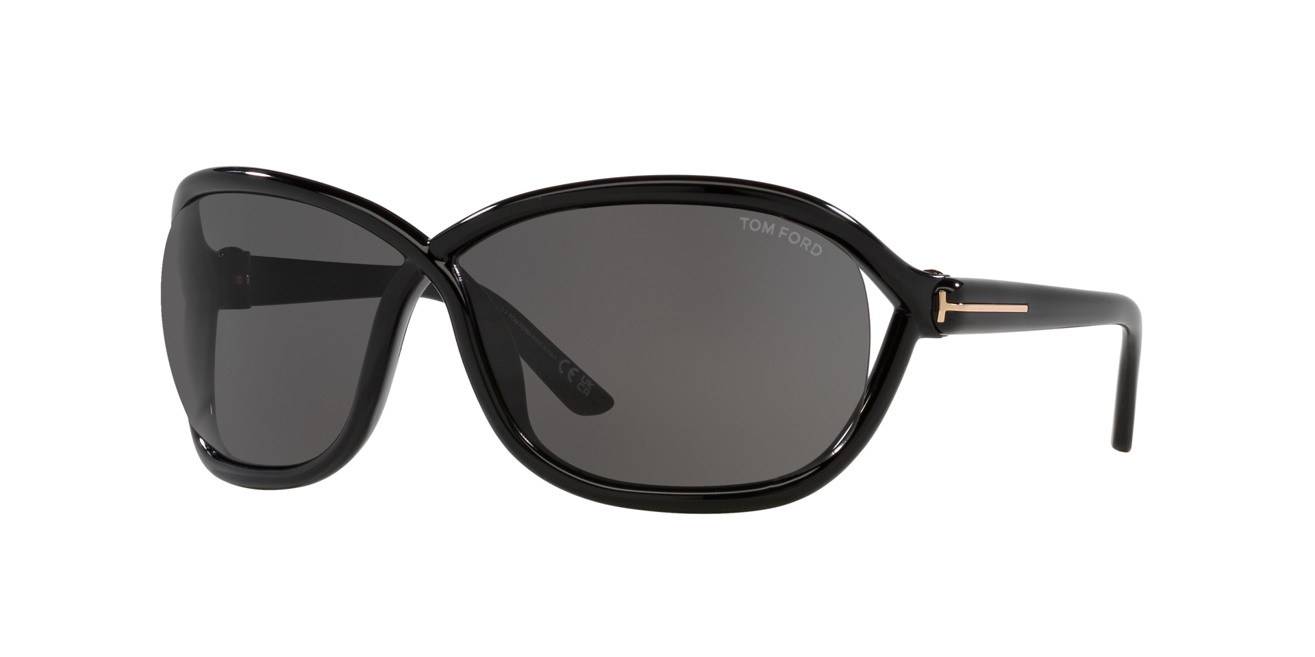 Fernanda Glänzendes Schwarz KunststoffSunglass Frames von B24, Dreiviertelansicht
