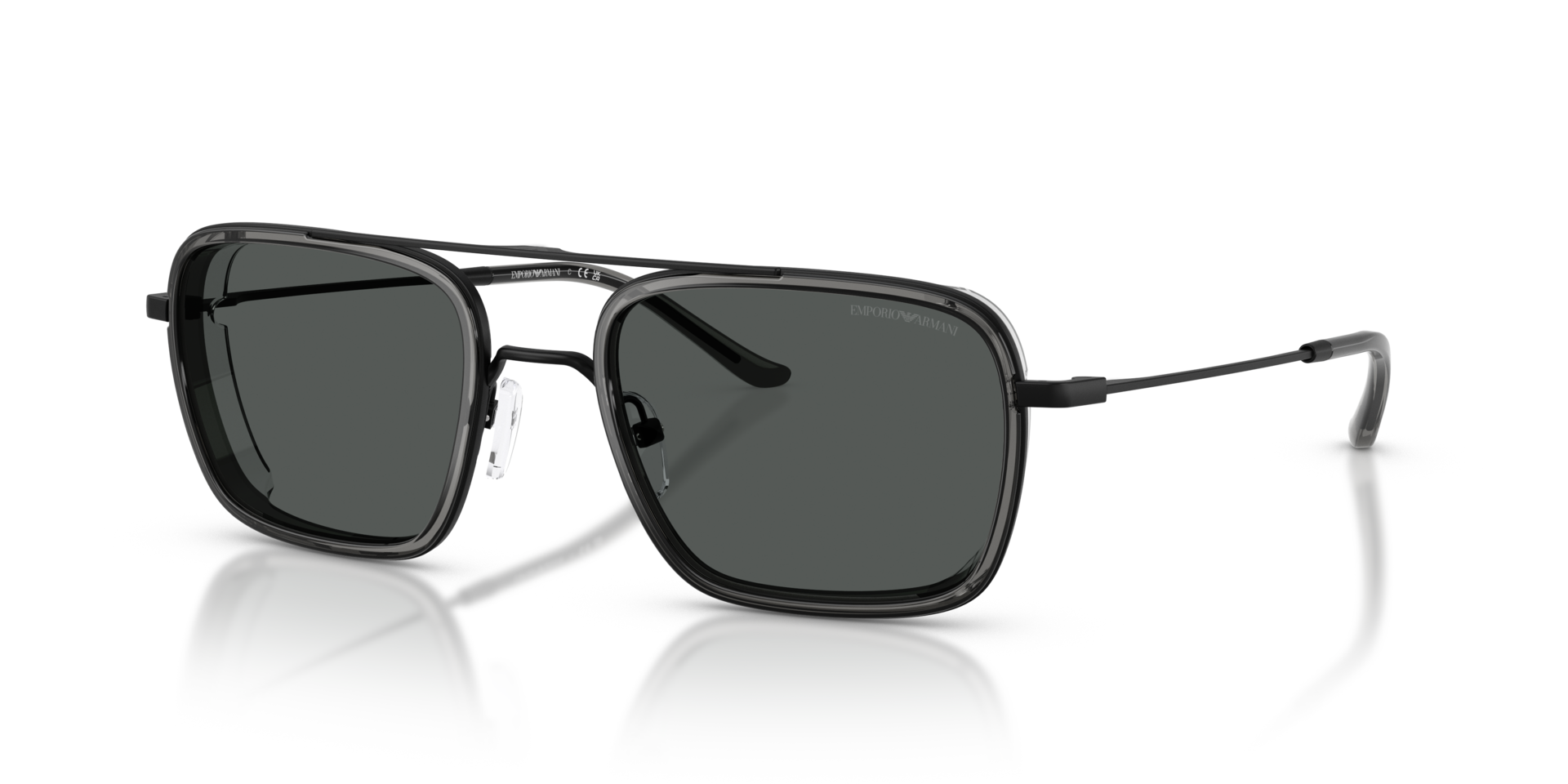 EA2162 Matzwart MetaalSunglass Frames van B24, Hoekweergave