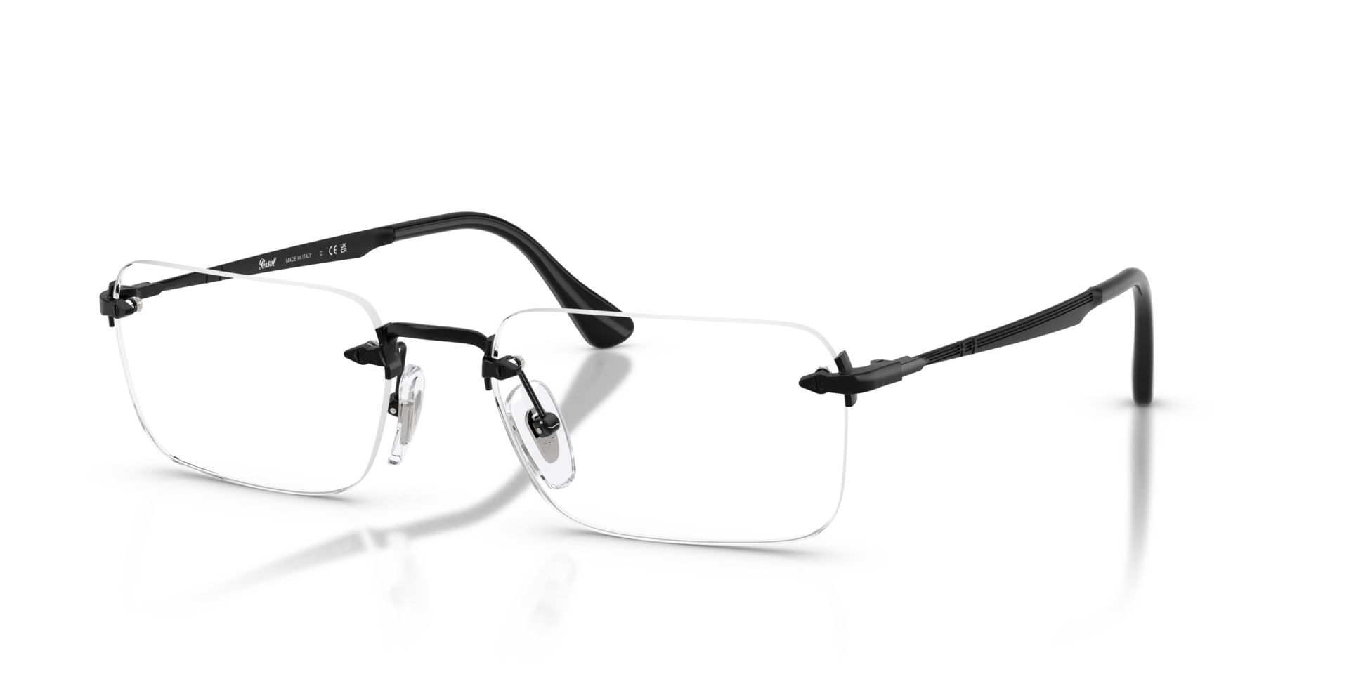 PO1030V Schwarz MetallEyeglass Frames von B24, Dreiviertelansicht