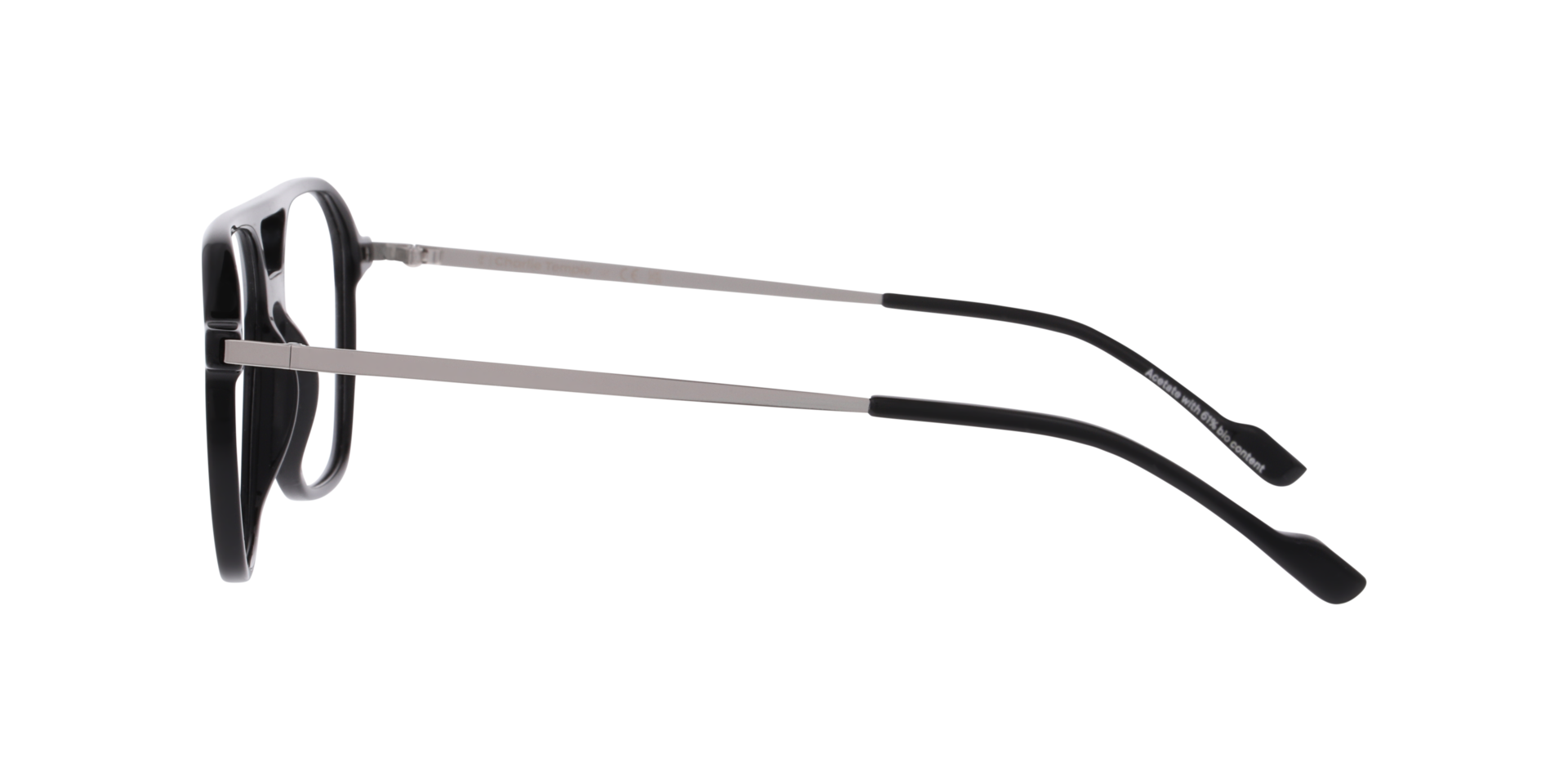 Beau Zwart AcetaatEyeglass Frames van B24, Zijaanzicht