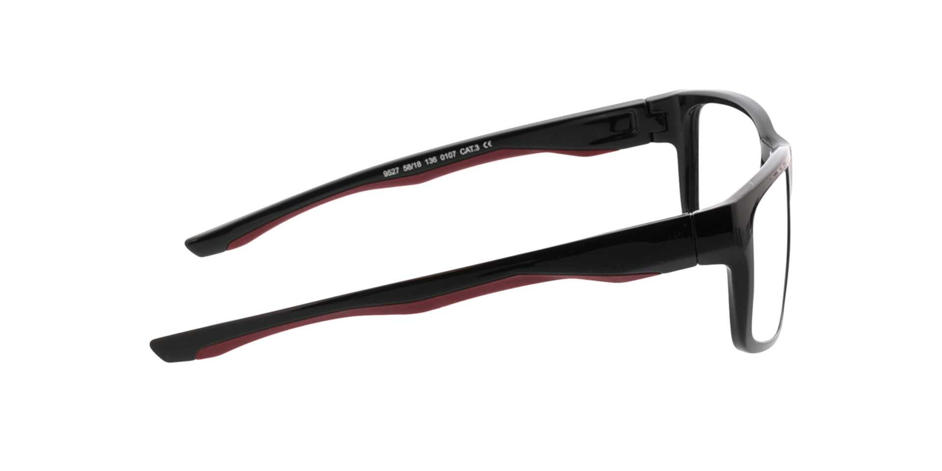 Beat Schwarz & Rot KunststoffEyeglass Frames von B24, Seitenansicht
