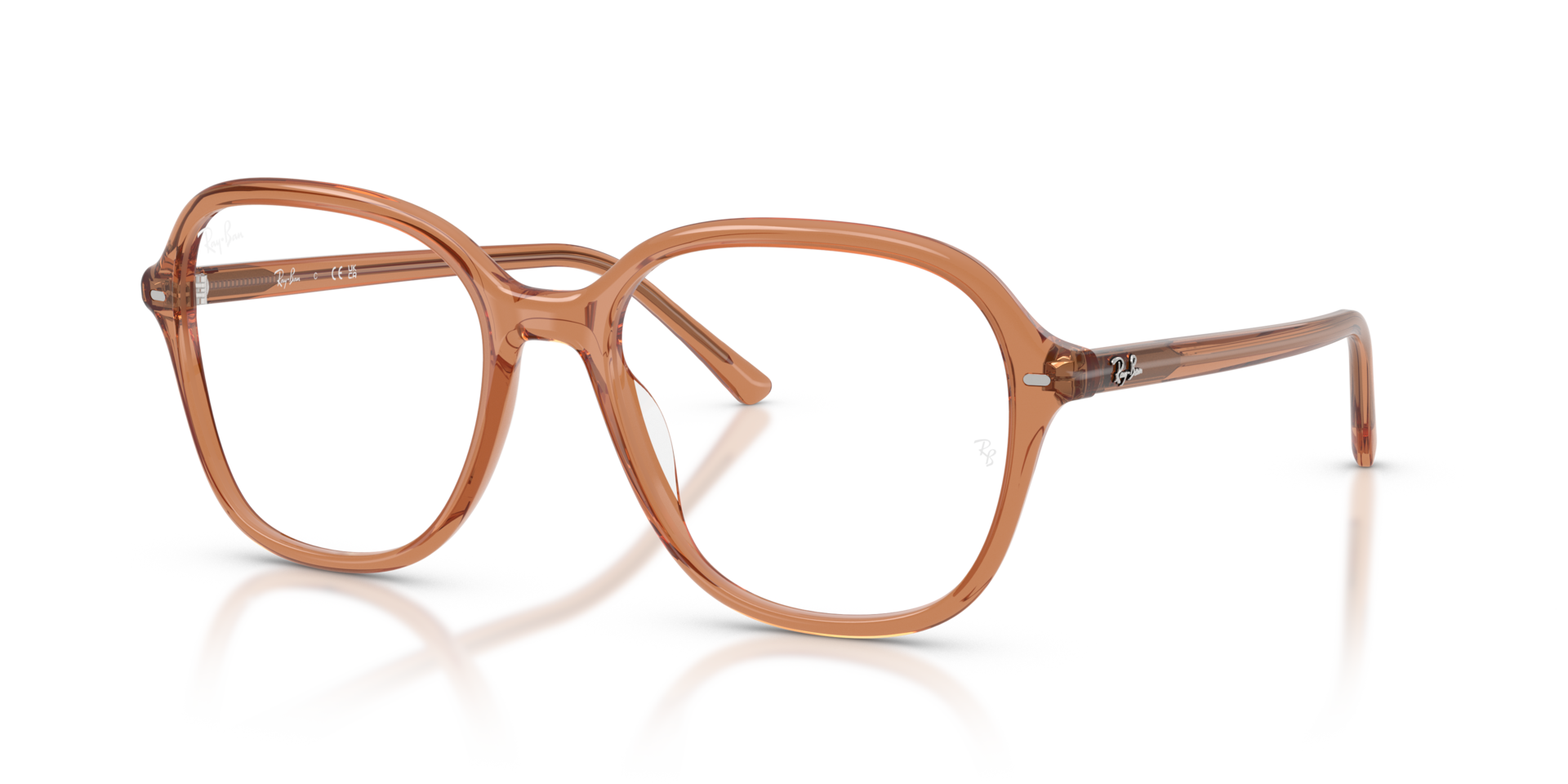 RB5456 Transparant bruin AcetaatEyeglass Frames van B24, Hoekweergave