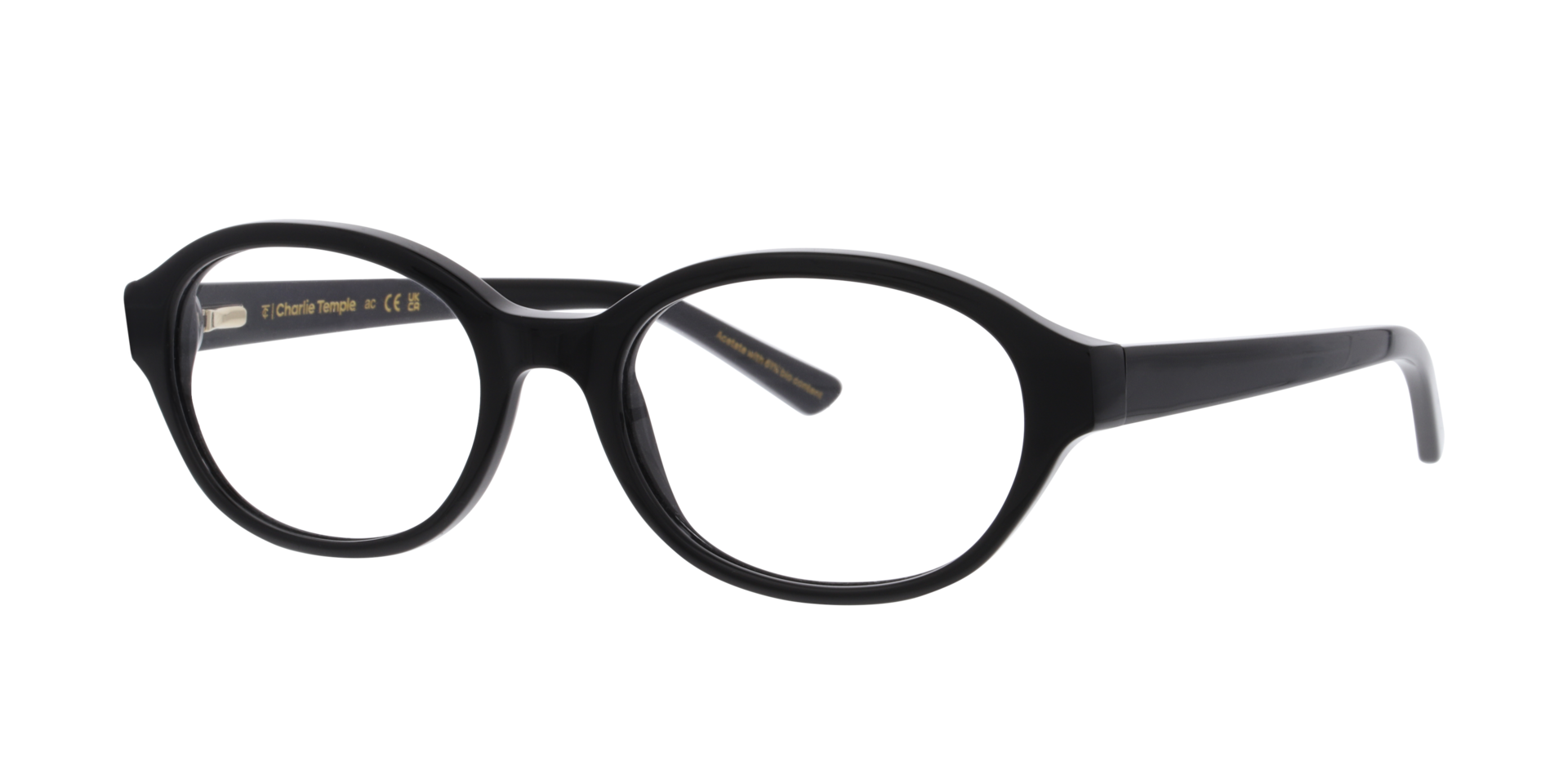 Caleo Schwarz AcetatEyeglass Frames von B24, Dreiviertelansicht