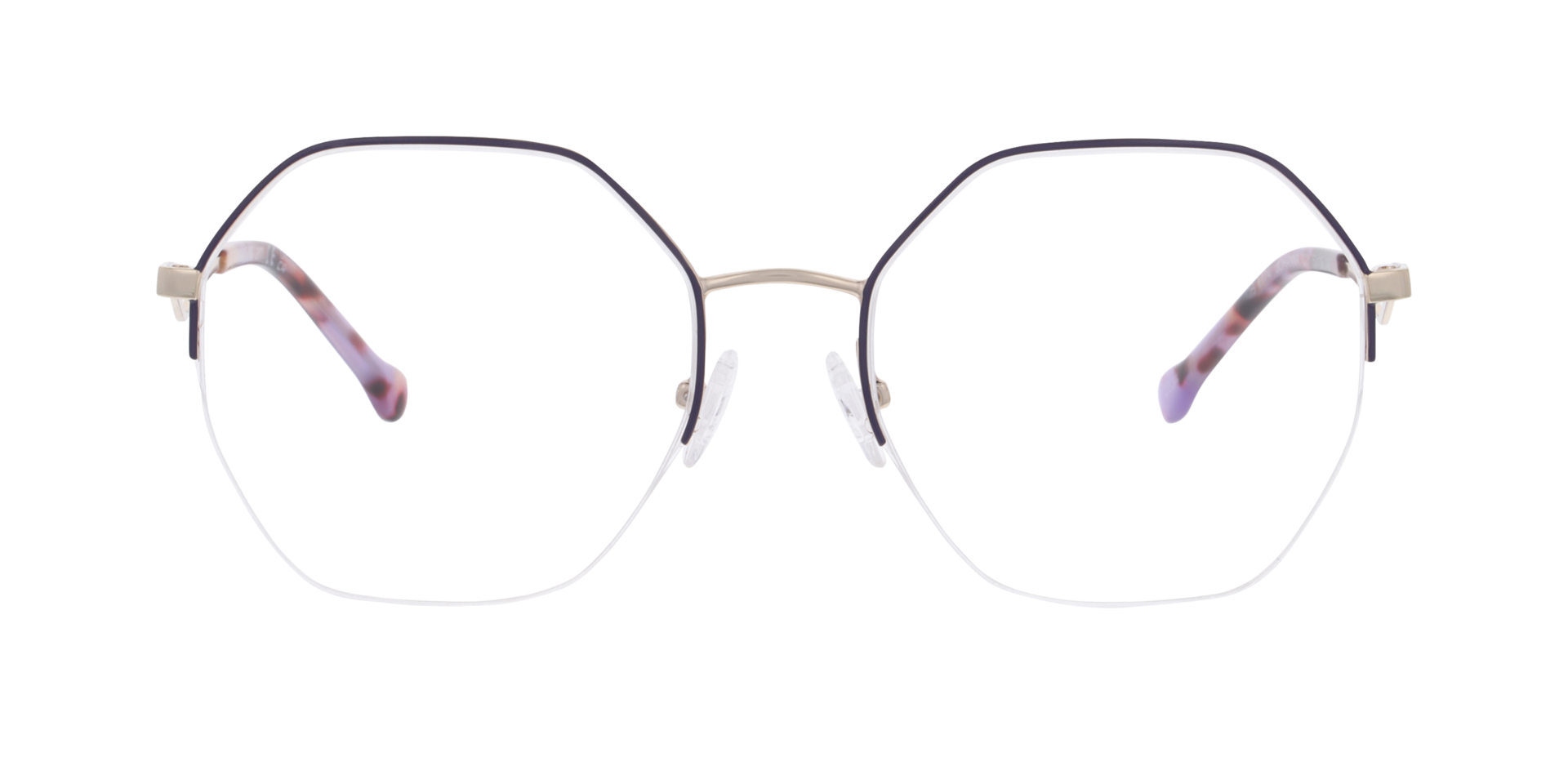 Johanna Dark Purple On Gold MetaalEyeglass Frames van B24, Vooraanzicht