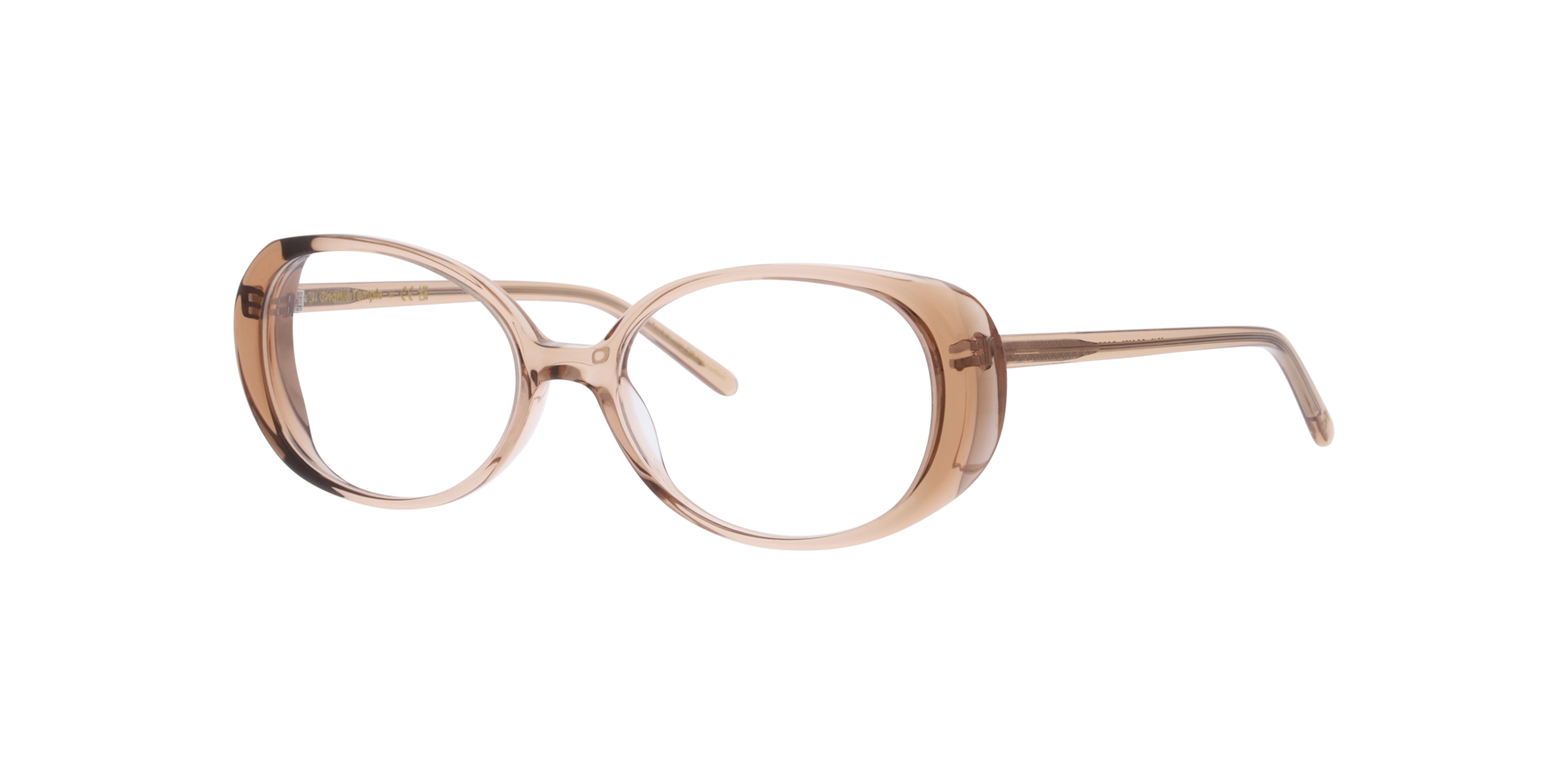 Poppy Crystal Light Beige AcetaatEyeglass Frames van B24, Hoekweergave