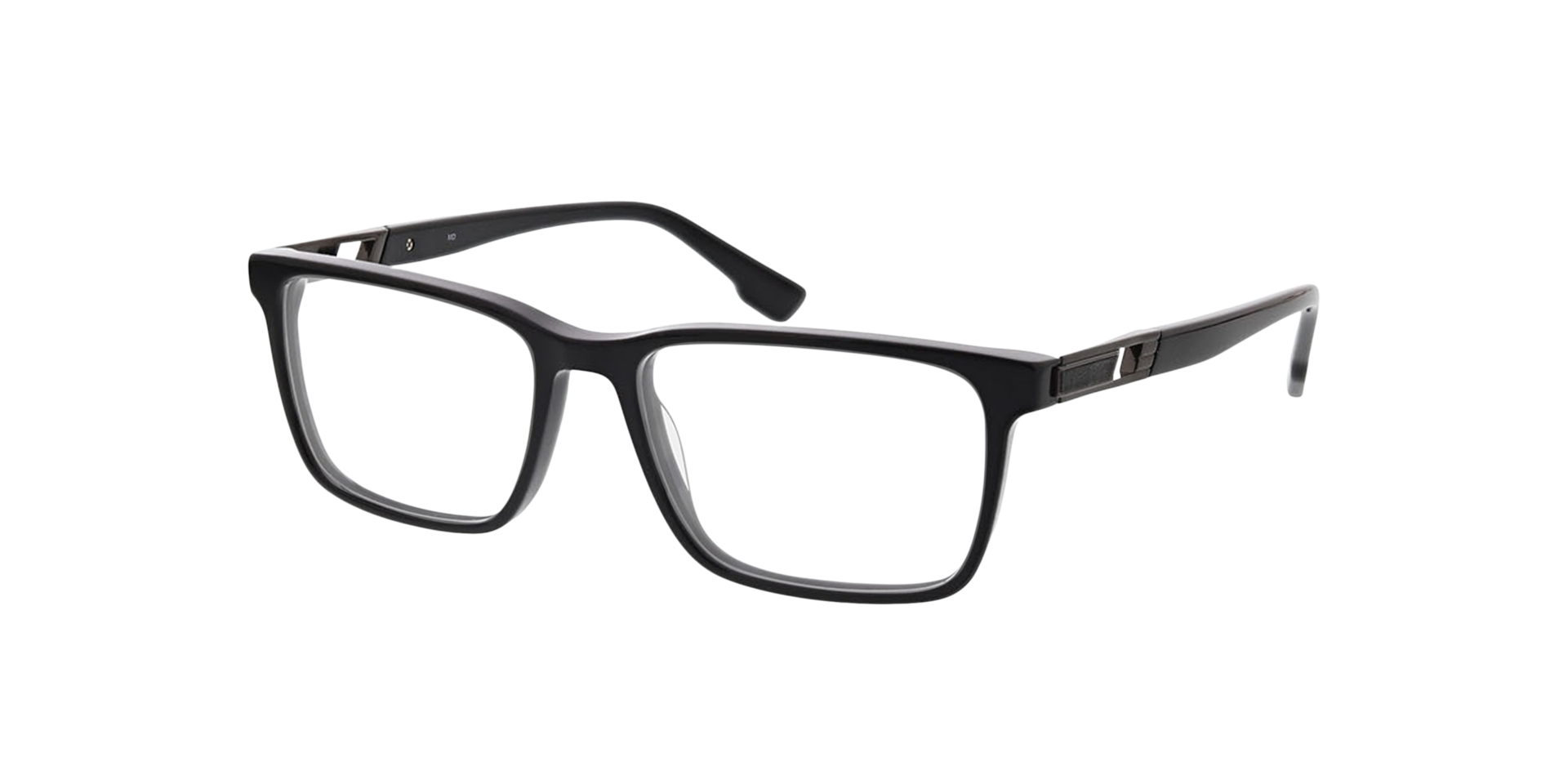Lenny Zwart  &  donker gunmetal AcetaatEyeglass Frames van B24, Hoekweergave