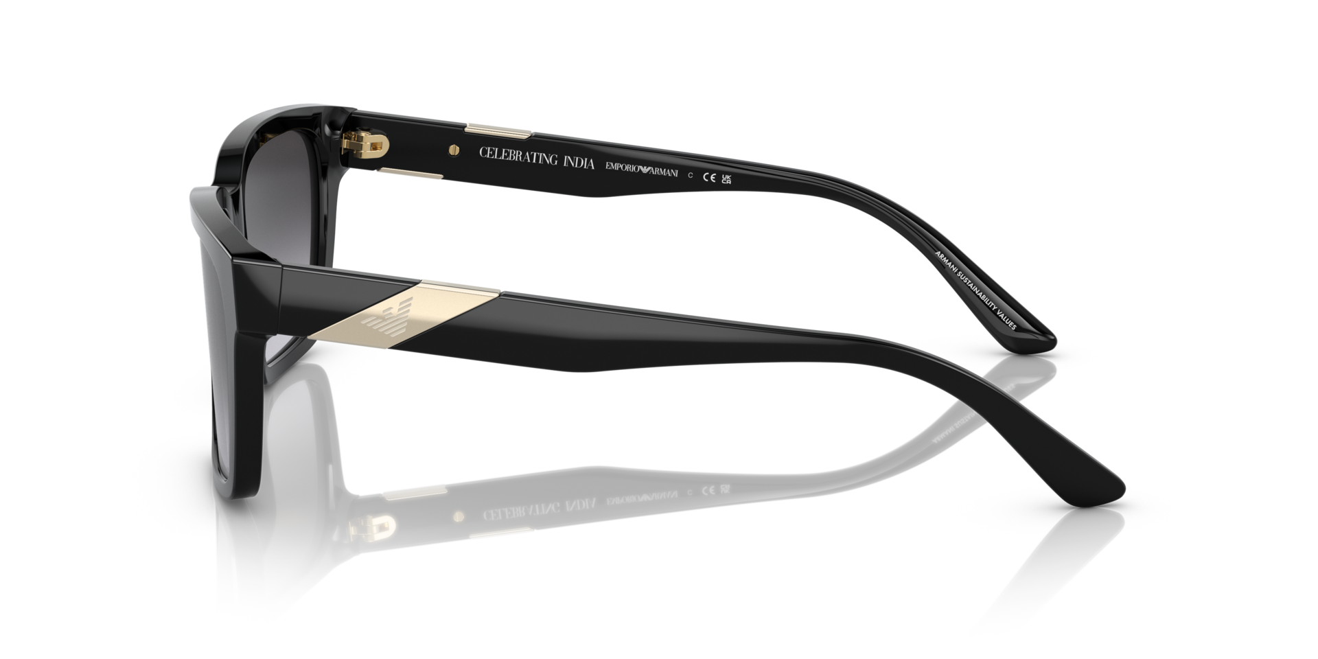 EA4177 Glanzend zwart AcetaatSunglass Frames van B24, Zijaanzicht