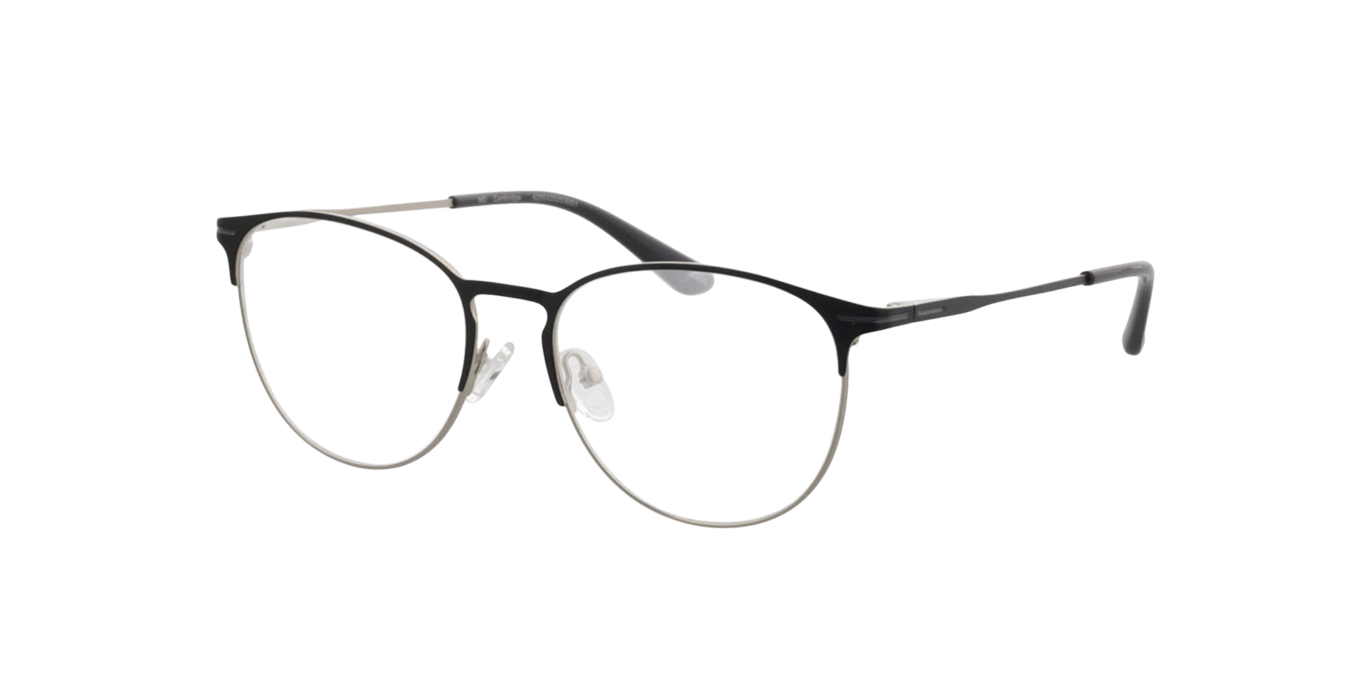 Cambridge Matzwart  &  grijs  &  zilver MetaalEyeglass Frames van B24, Hoekweergave