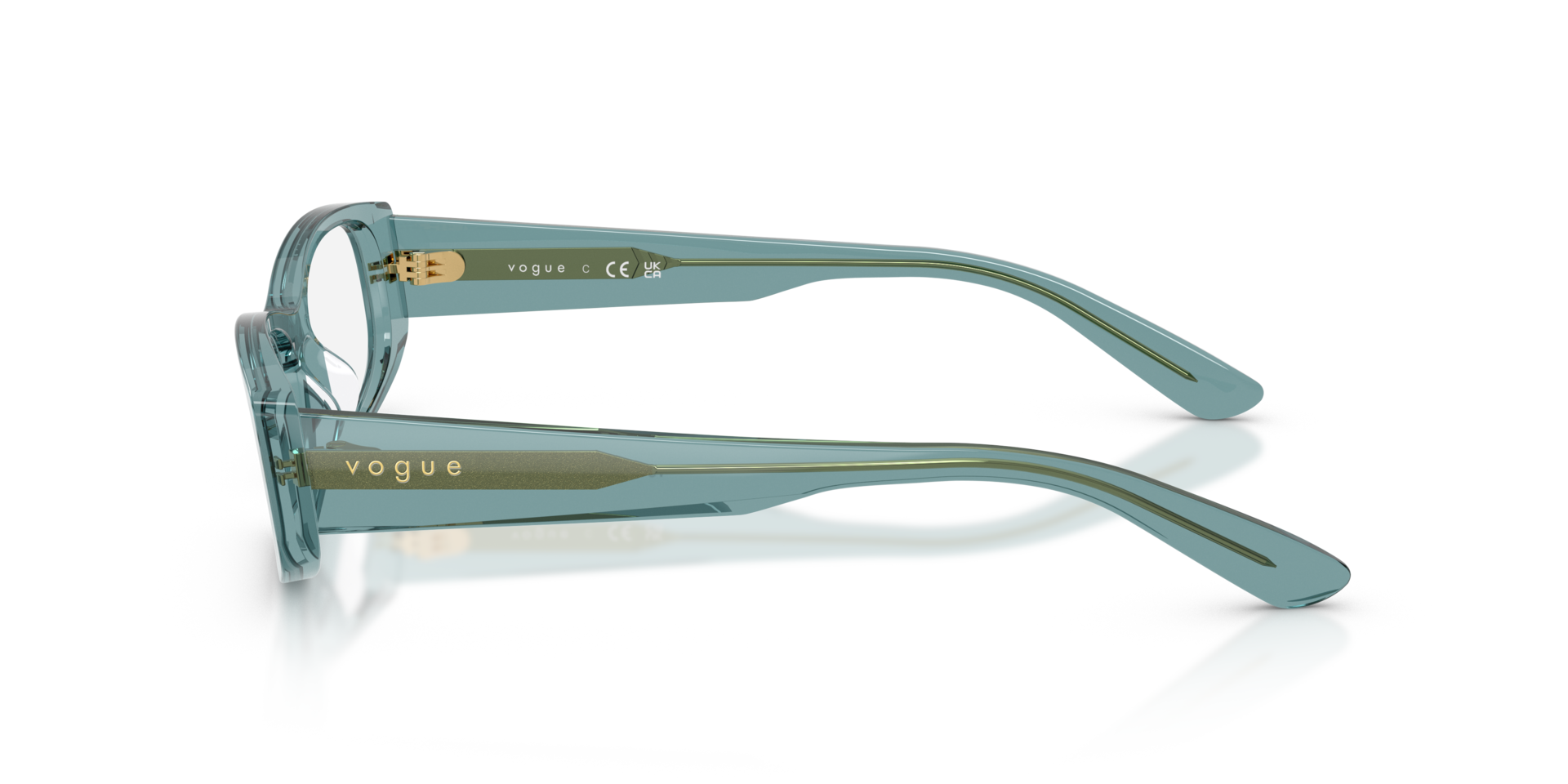 VO5699U Blau transparent AcetatEyeglass Frames von B24, Seitenansicht
