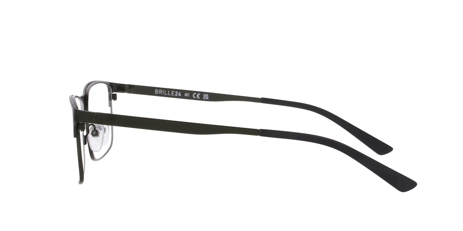 Glasgow Dark Khaki MetaalEyeglass Frames van B24, Zijaanzicht