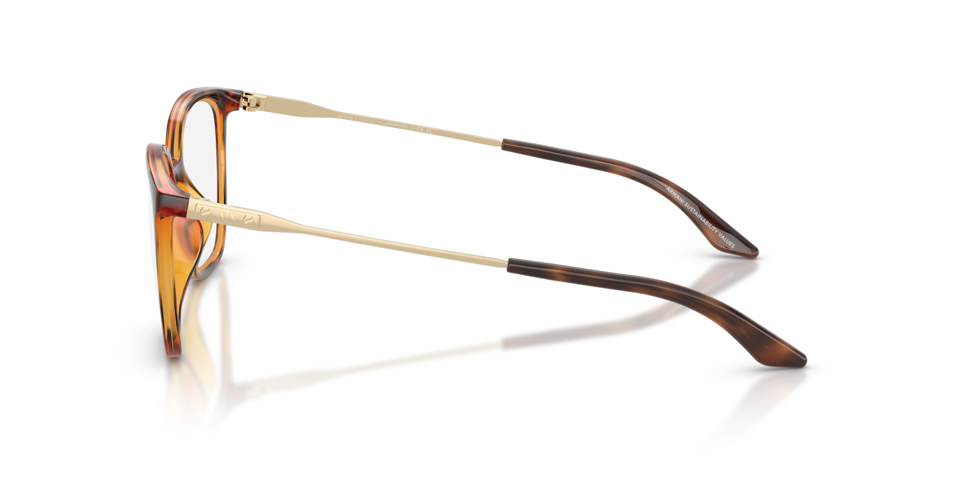 AX3142U Glanzend Havana KunststofEyeglass Frames van B24, Zijaanzicht