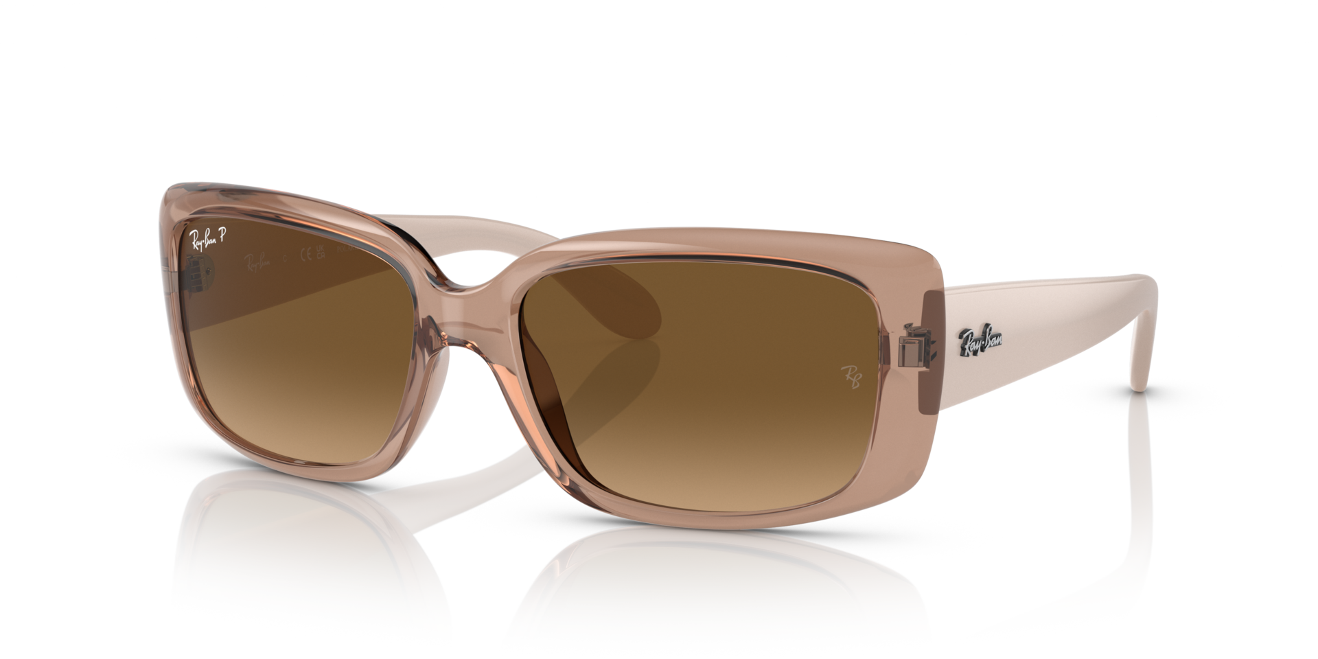 RB4389 Transparant bruin KunststofSunglass Frames van B24, Hoekweergave