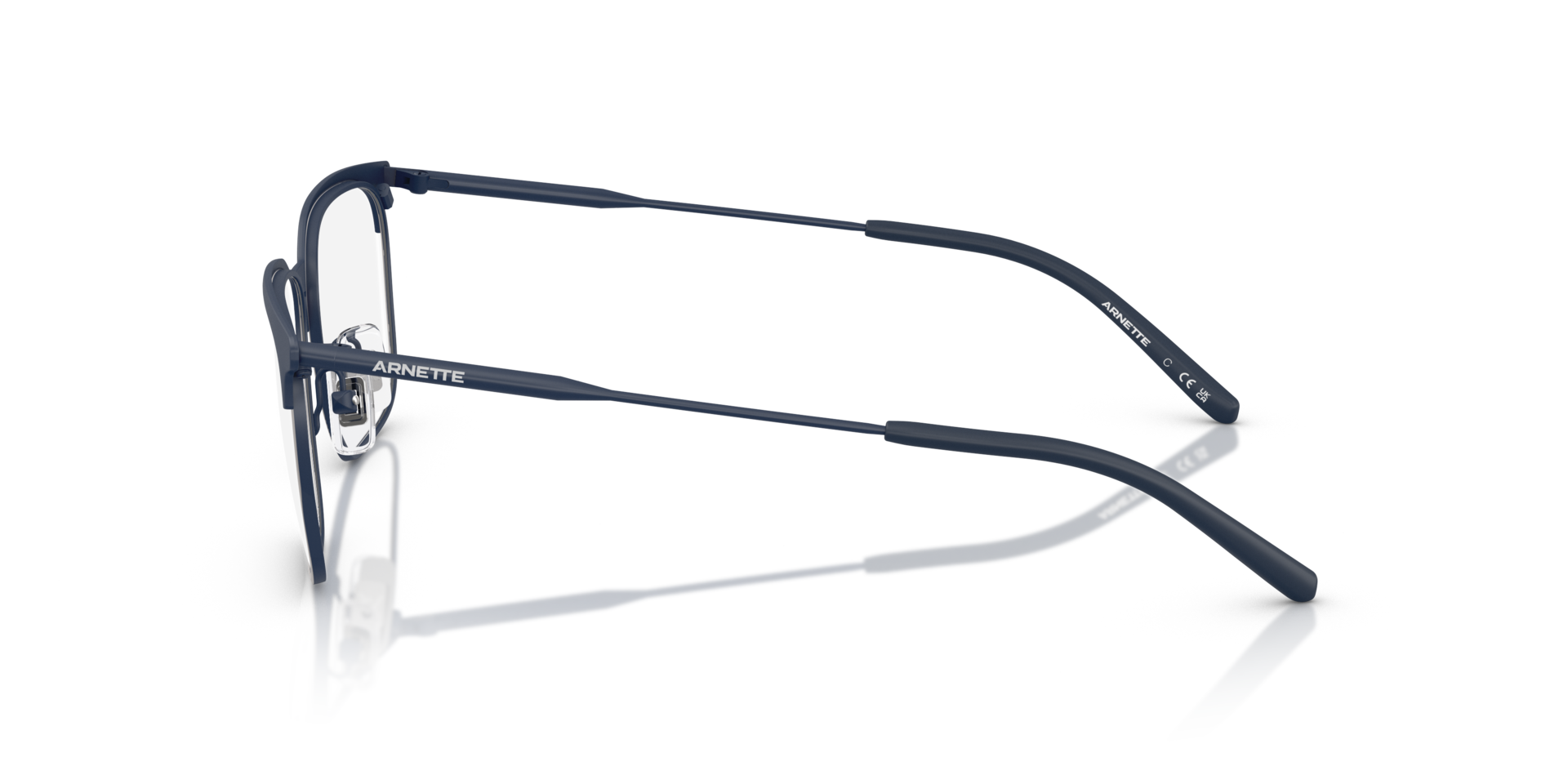 AN6136 Matte Dark Blue & Gunmetal MetaalEyeglass Frames van B24, Zijaanzicht