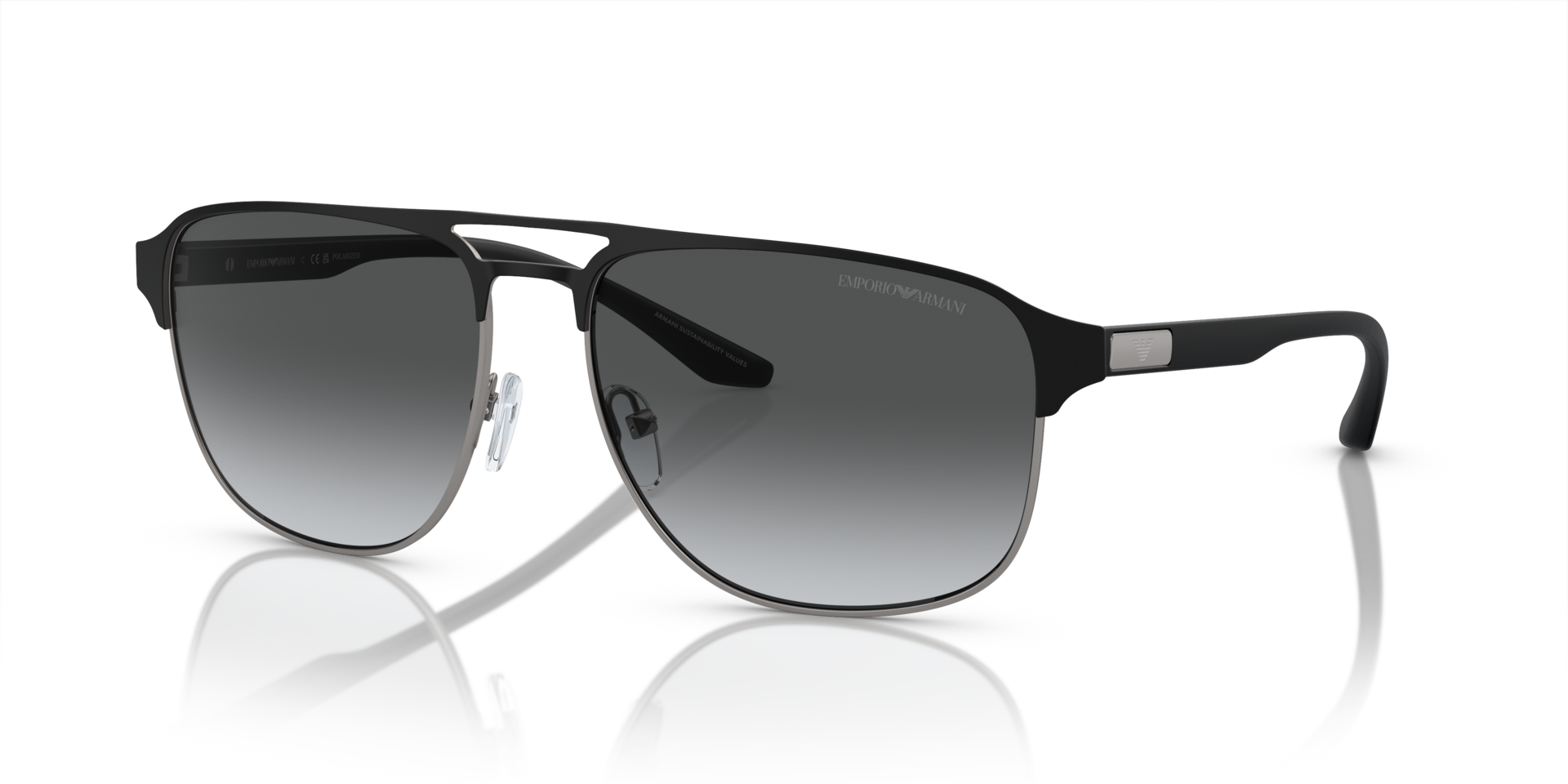 EA2144 Mat staalgrijs & zwart MetaalSunglass Frames van B24, Hoekweergave