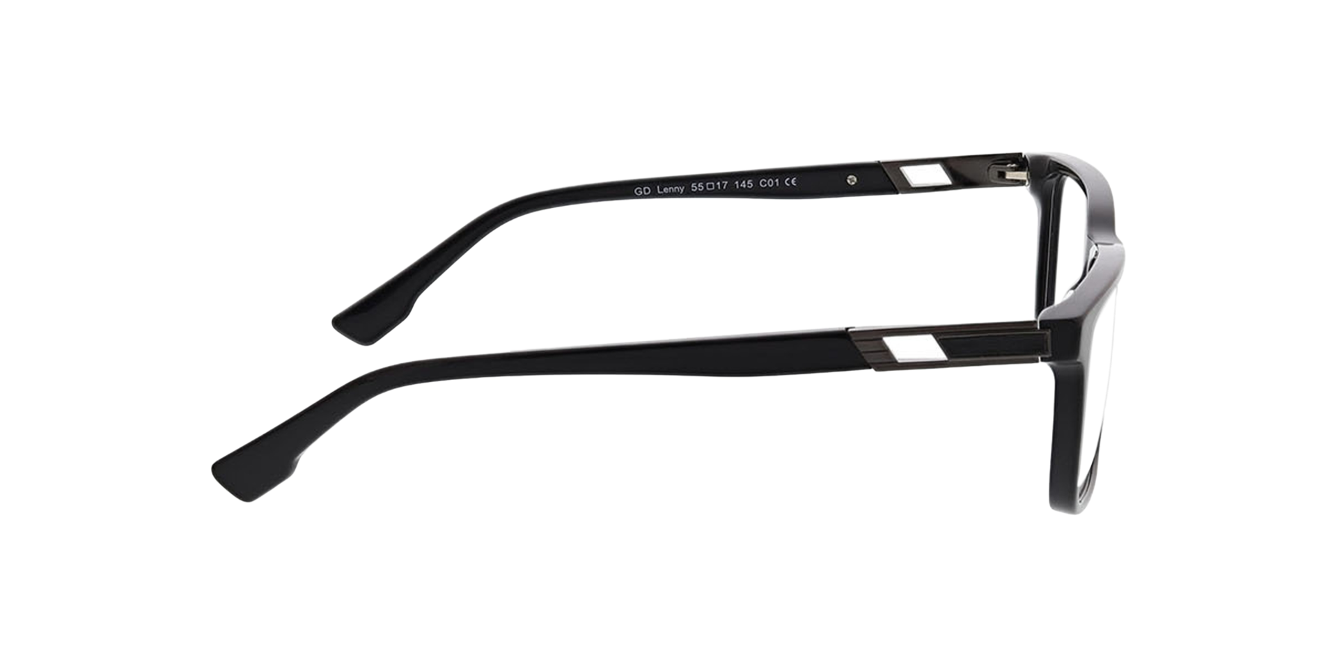 Lenny Zwart  &  donker gunmetal AcetaatEyeglass Frames van B24, Zijaanzicht