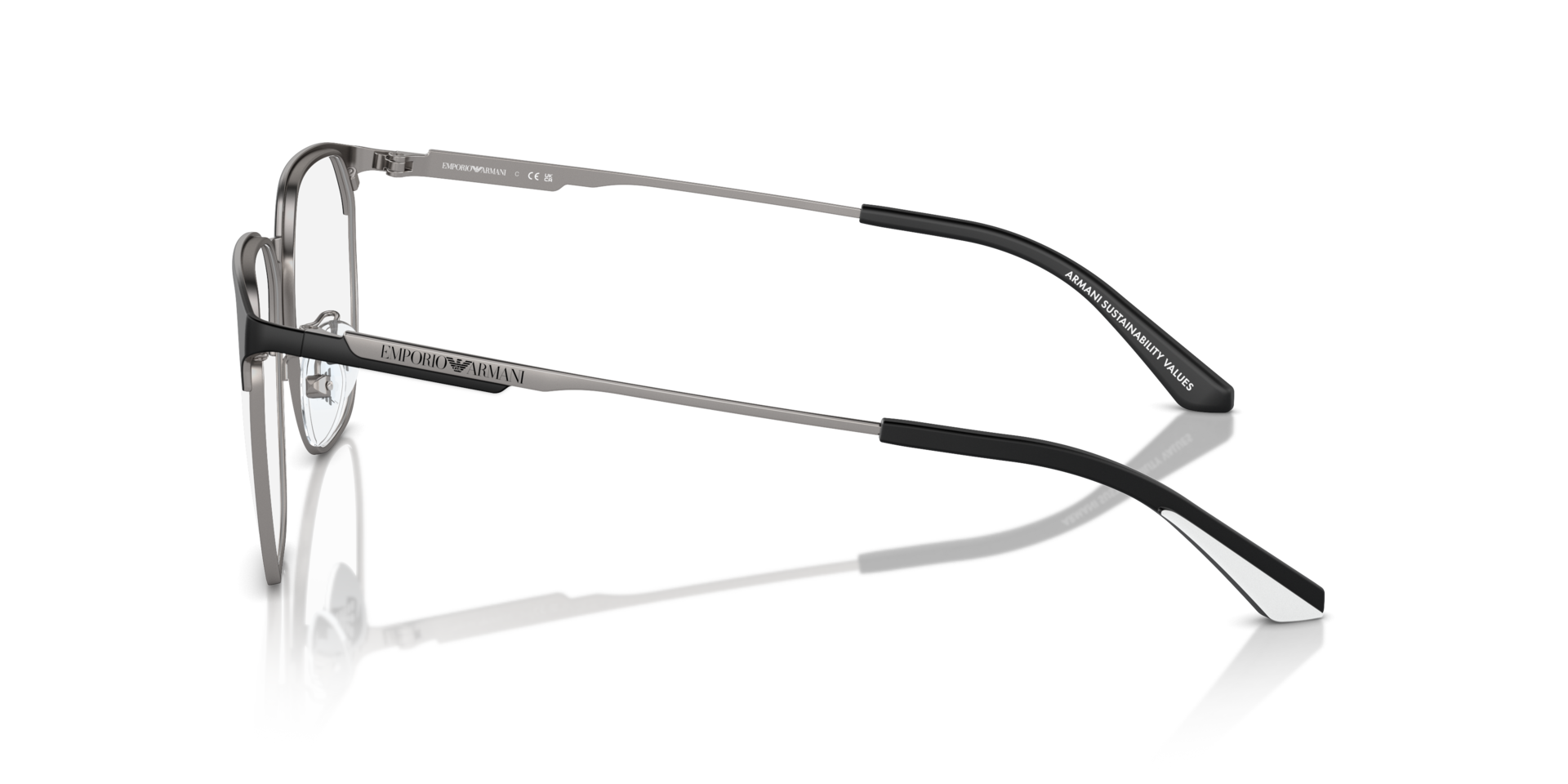 EA1158D Matte Black & Gunmetal MetaalEyeglass Frames van B24, Zijaanzicht