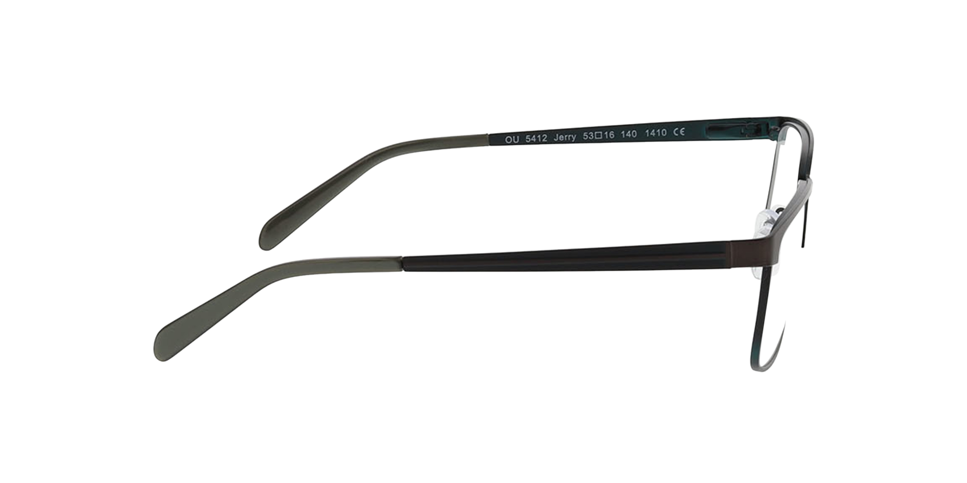 Jerry Matt Grey Brown  &  Matt Green MetallEyeglass Frames von B24, Seitenansicht