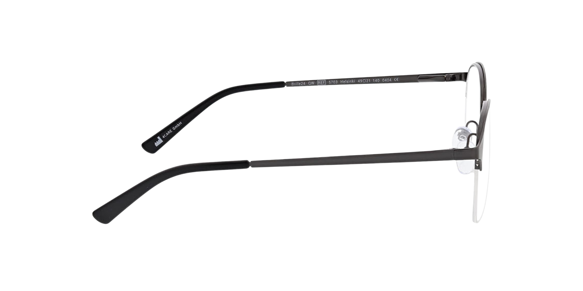 Helsinki Mattschwarz MetallEyeglass Frames von B24, Seitenansicht