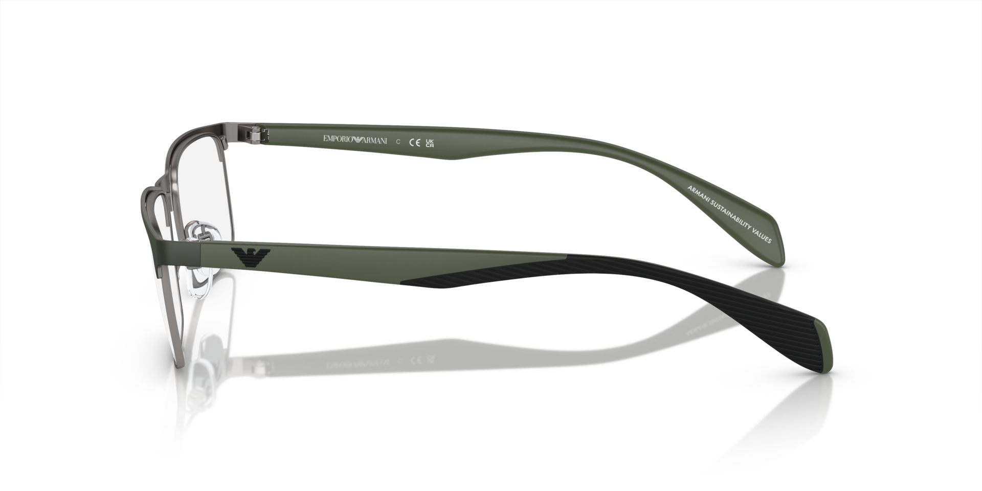 EA1149 Mat staalgrijs & groen MetaalEyeglass Frames van B24, Zijaanzicht