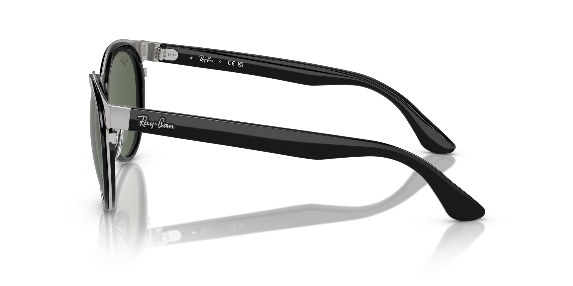 RB3710 Schwarz auf Silber MetallSunglass Frames von B24, Seitenansicht