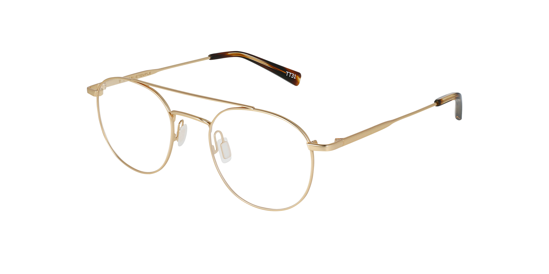 Merlin Light Gold Titanium TitanEyeglass Frames von B24, Dreiviertelansicht