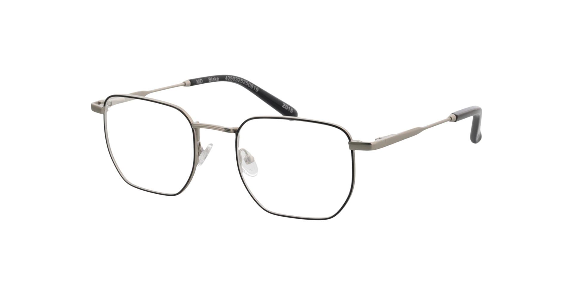 Blake Satijn zilver  &  zwart MetaalEyeglass Frames van B24, Hoekweergave