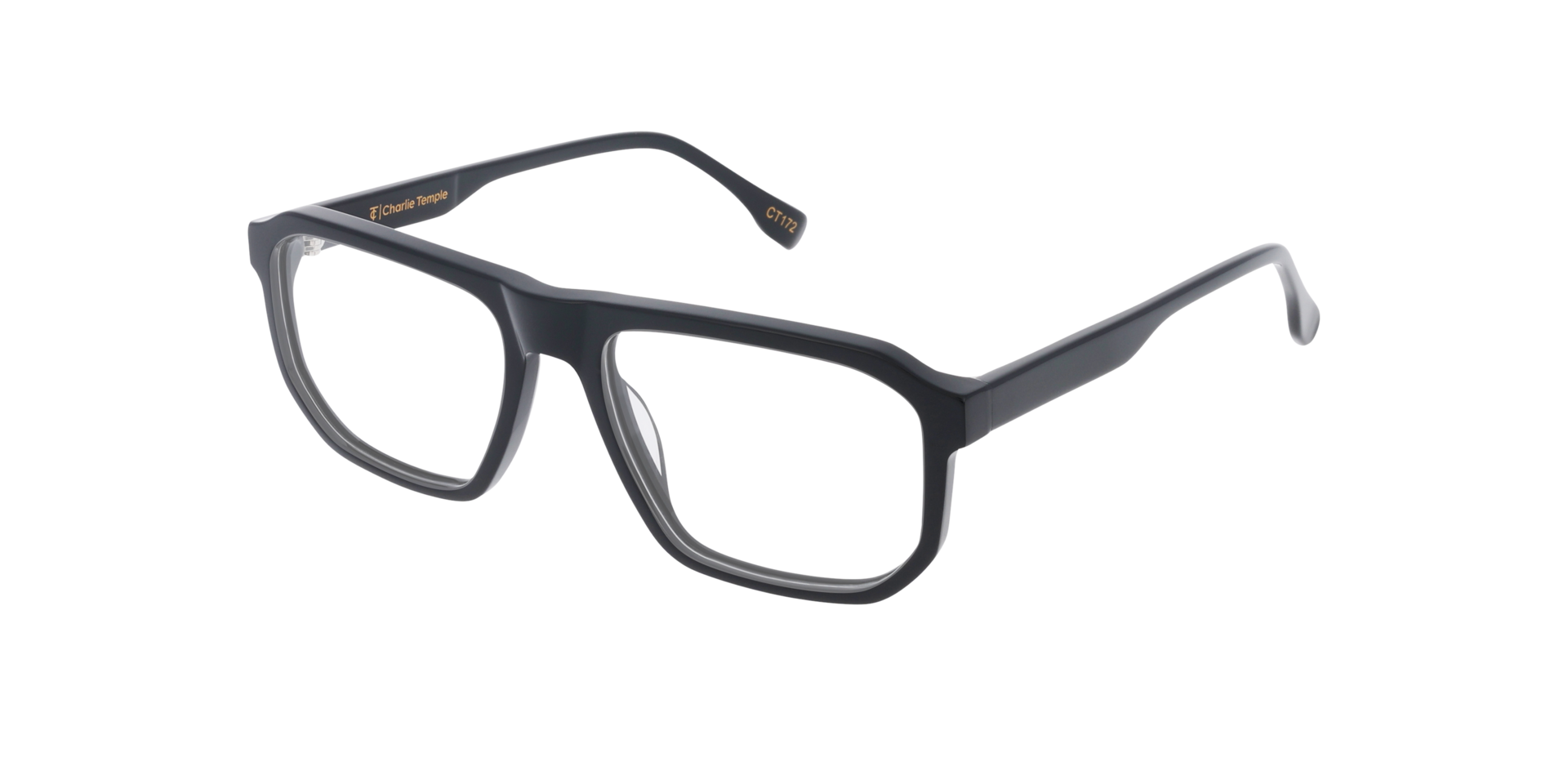 Mick Jet Black AcetatEyeglass Frames von B24, Dreiviertelansicht