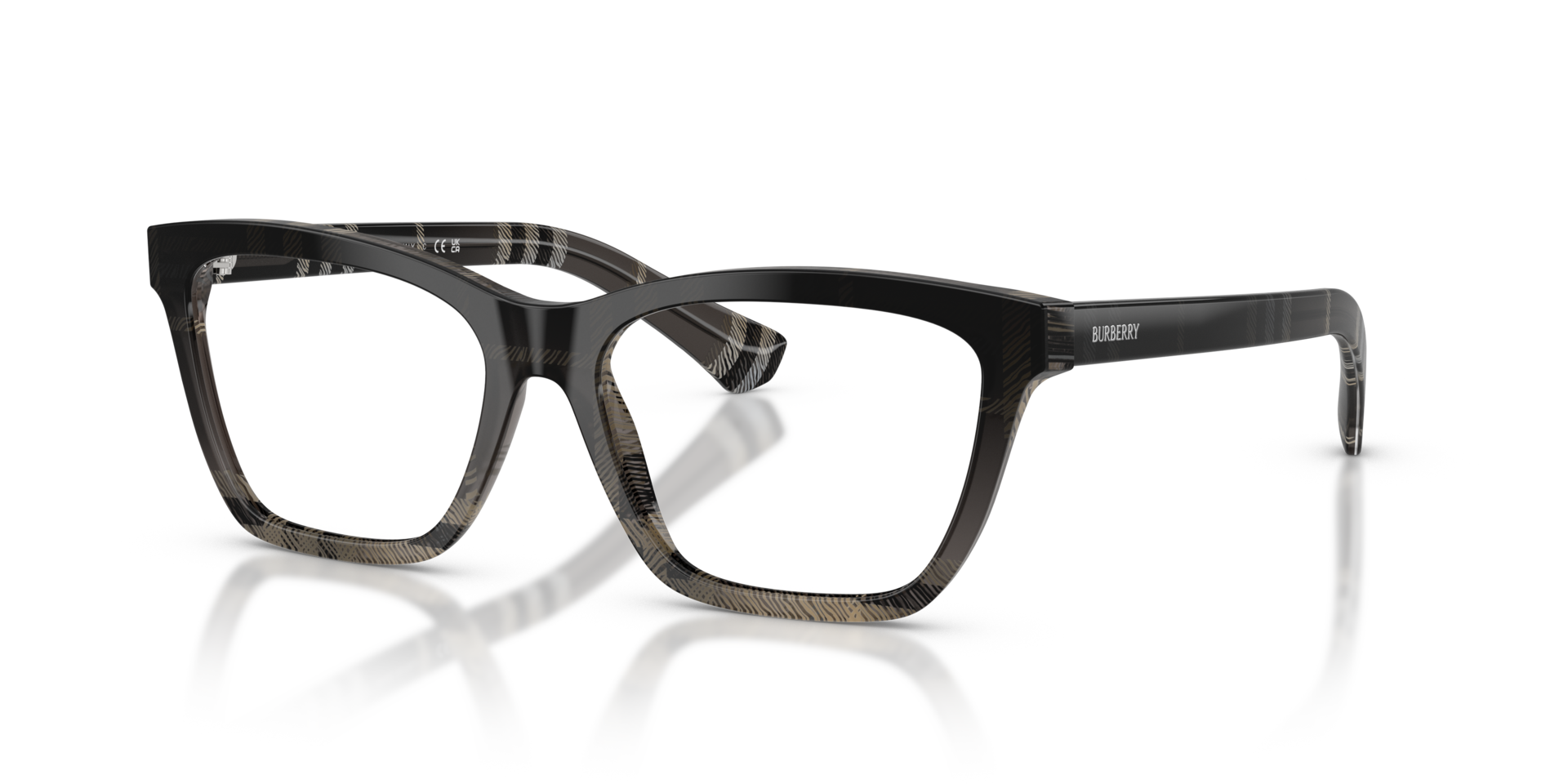 BE2440 Grey Check AcetaatEyeglass Frames van B24, Hoekweergave