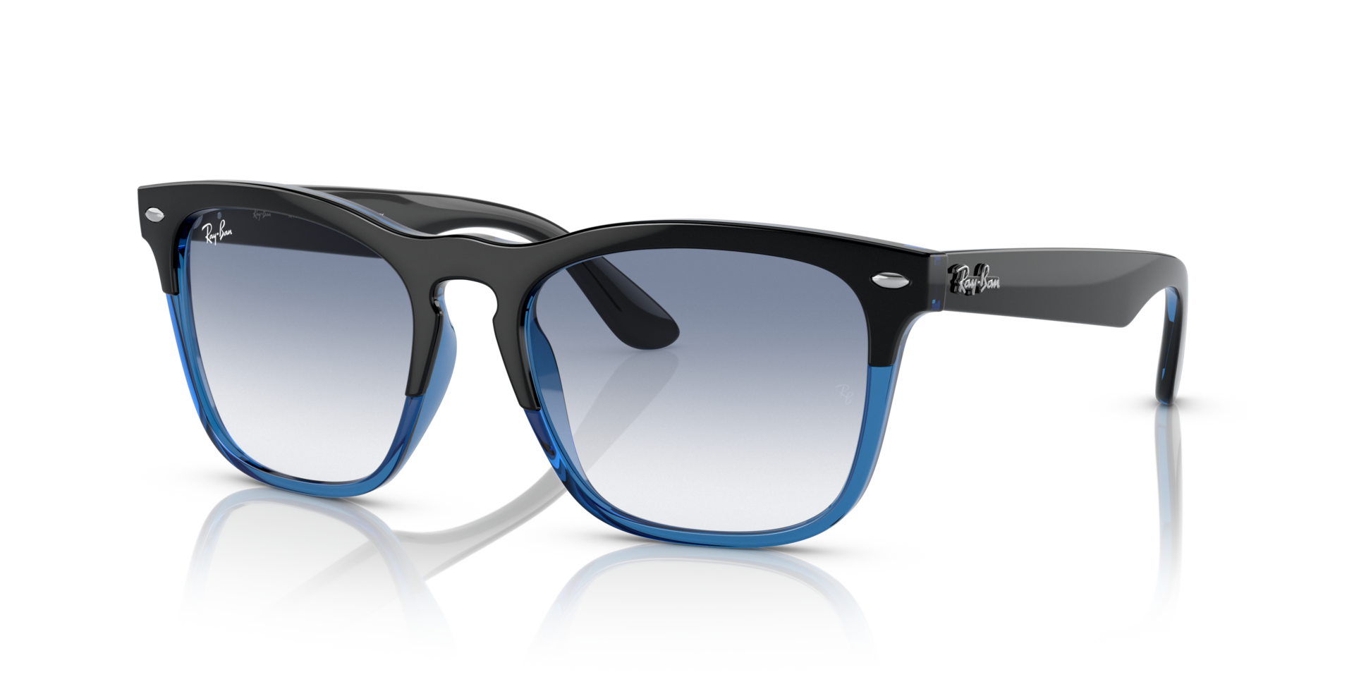 RB4487 Schwarz auf Blau KunststoffSunglass Frames von B24, Dreiviertelansicht