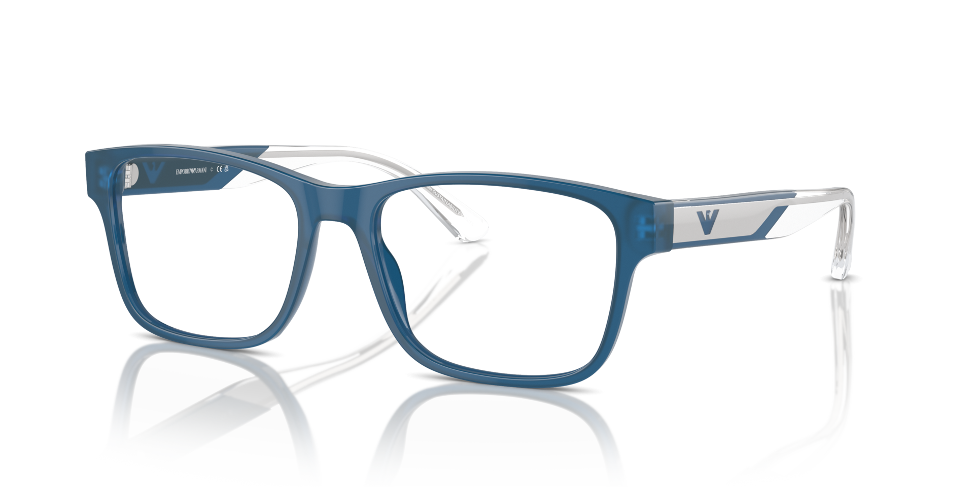 EA3239 Opal Blau glänzend AcetatEyeglass Frames von B24, Dreiviertelansicht