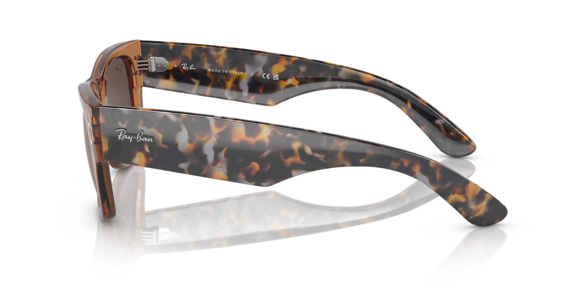 RB0840S Transparant bruin KunststofSunglass Frames van B24, Zijaanzicht