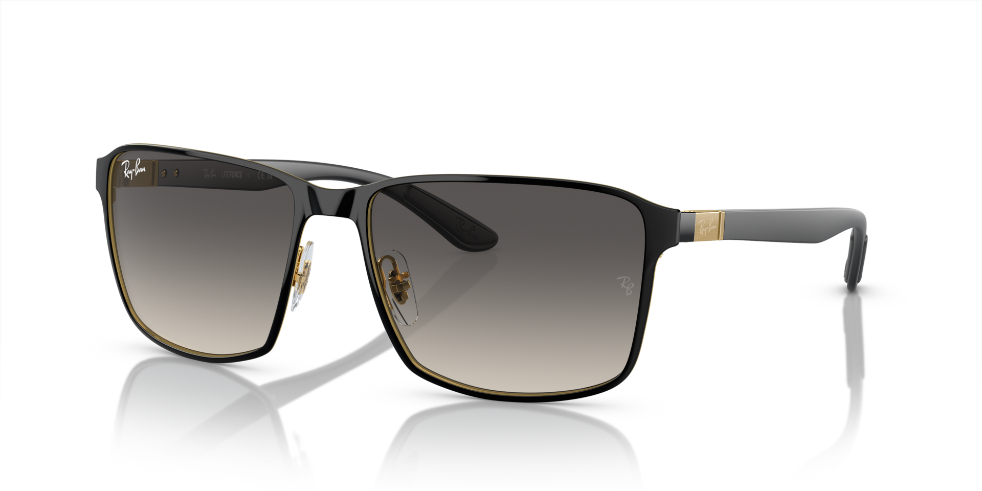 RB3721 Zwart op goud MetaalSunglass Frames van B24, Hoekweergave