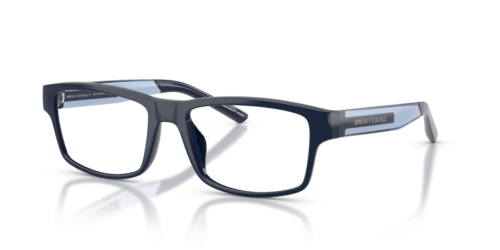 AX3140U Shiny Blue KunststofEyeglass Frames van B24, Hoekweergave