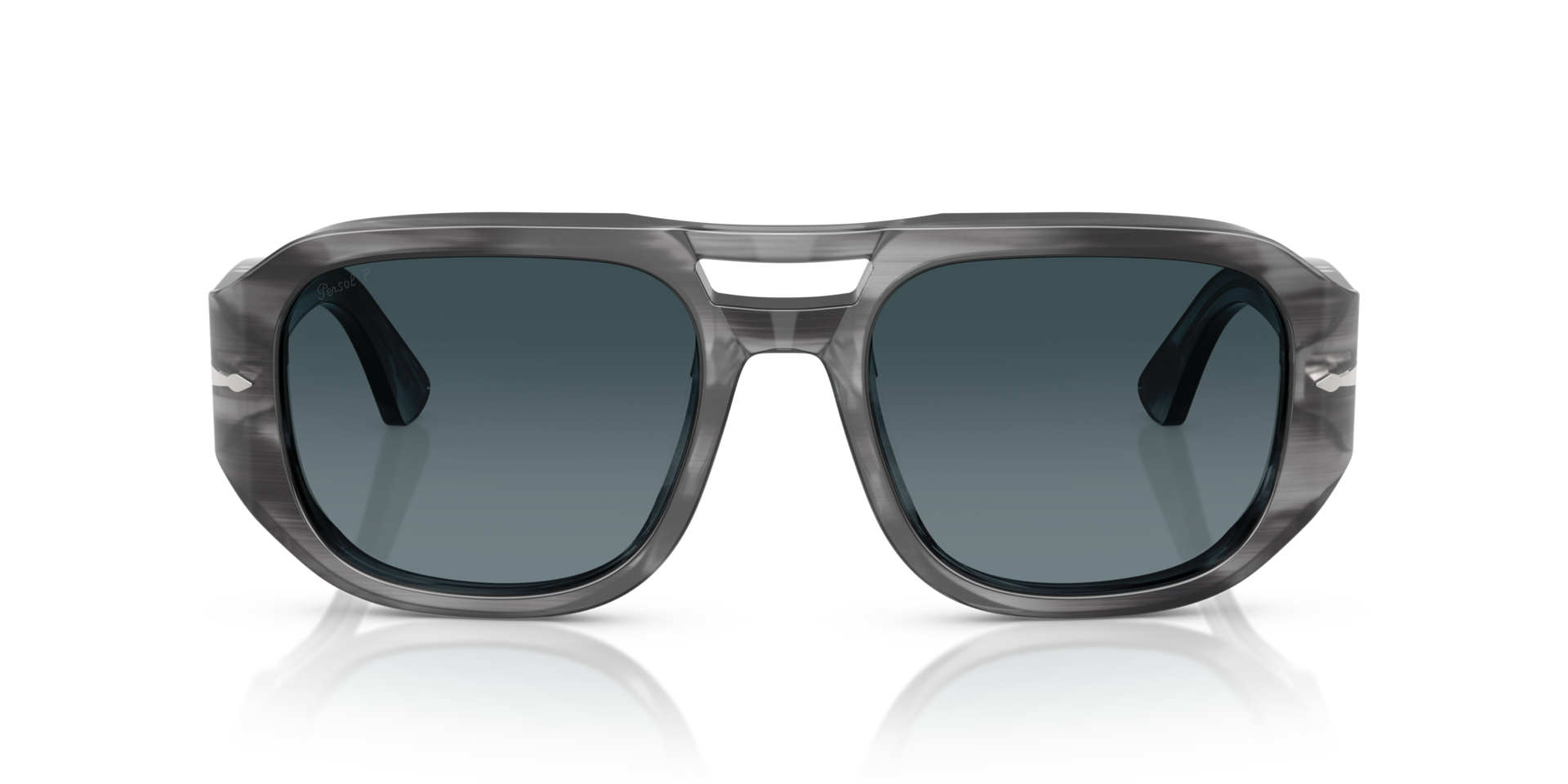 PO3373S Grau gestreift AcetatSunglass Frames von B24, Vorderansicht
