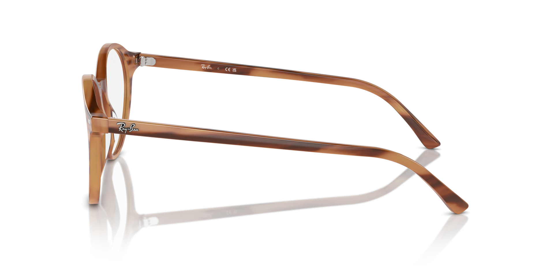 RB5430 Bruin Gestreept AcetaatEyeglass Frames van B24, Zijaanzicht