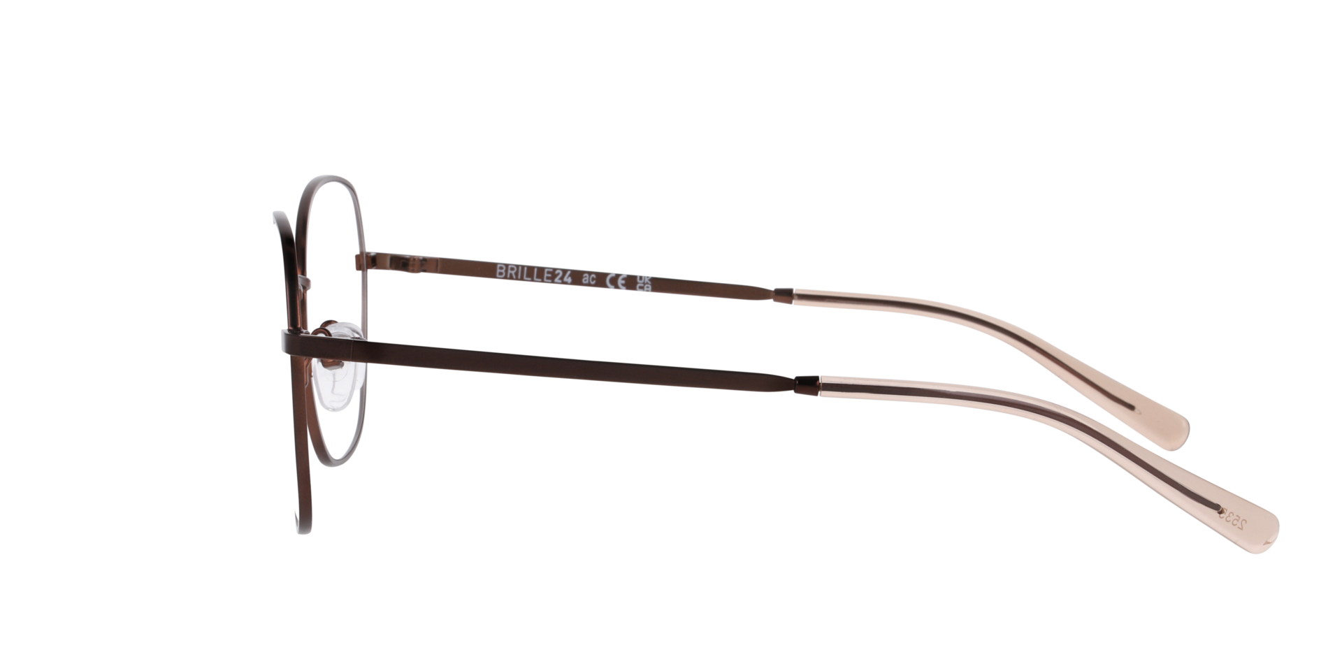 Athen Bruin MetaalEyeglass Frames van B24, Zijaanzicht