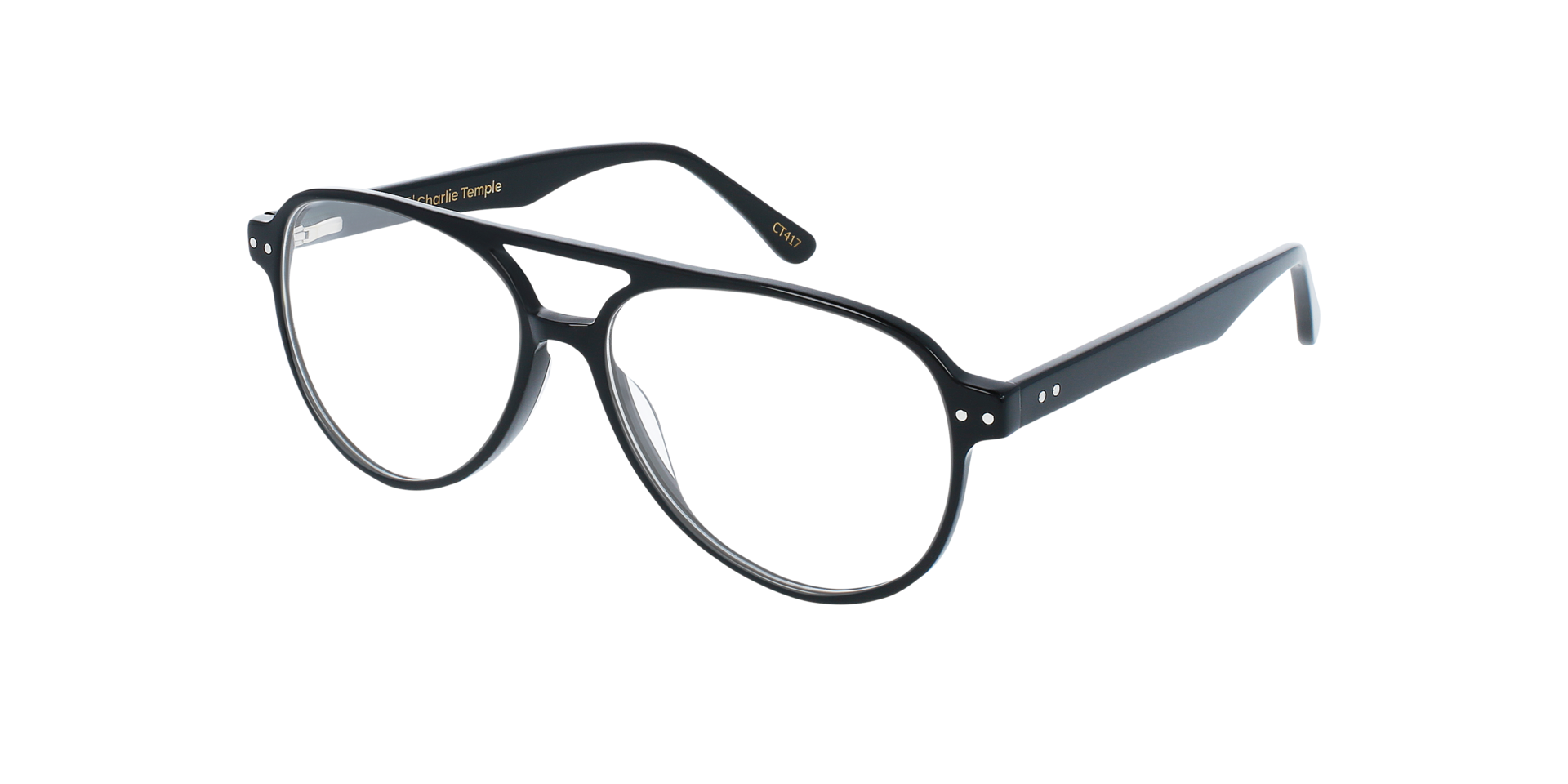 Hardy Jet Black AcetatEyeglass Frames von B24, Dreiviertelansicht