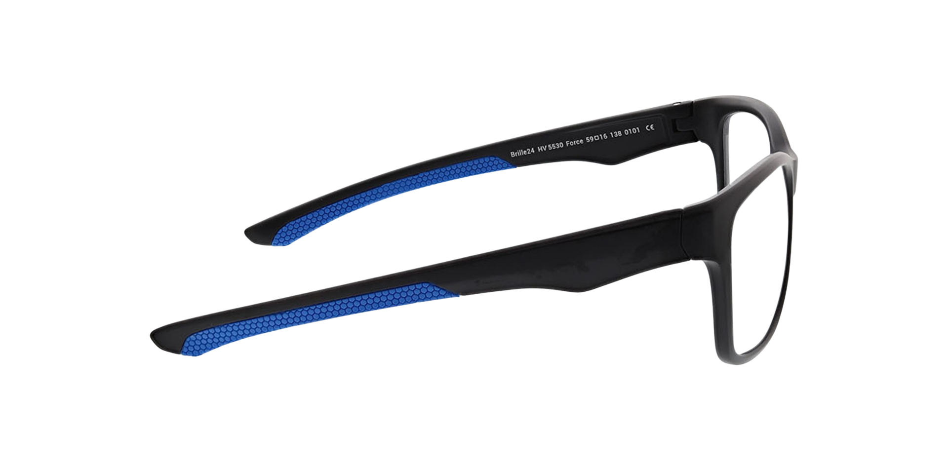 Force Matt Black  &  Blue KunststoffEyeglass Frames von B24, Seitenansicht